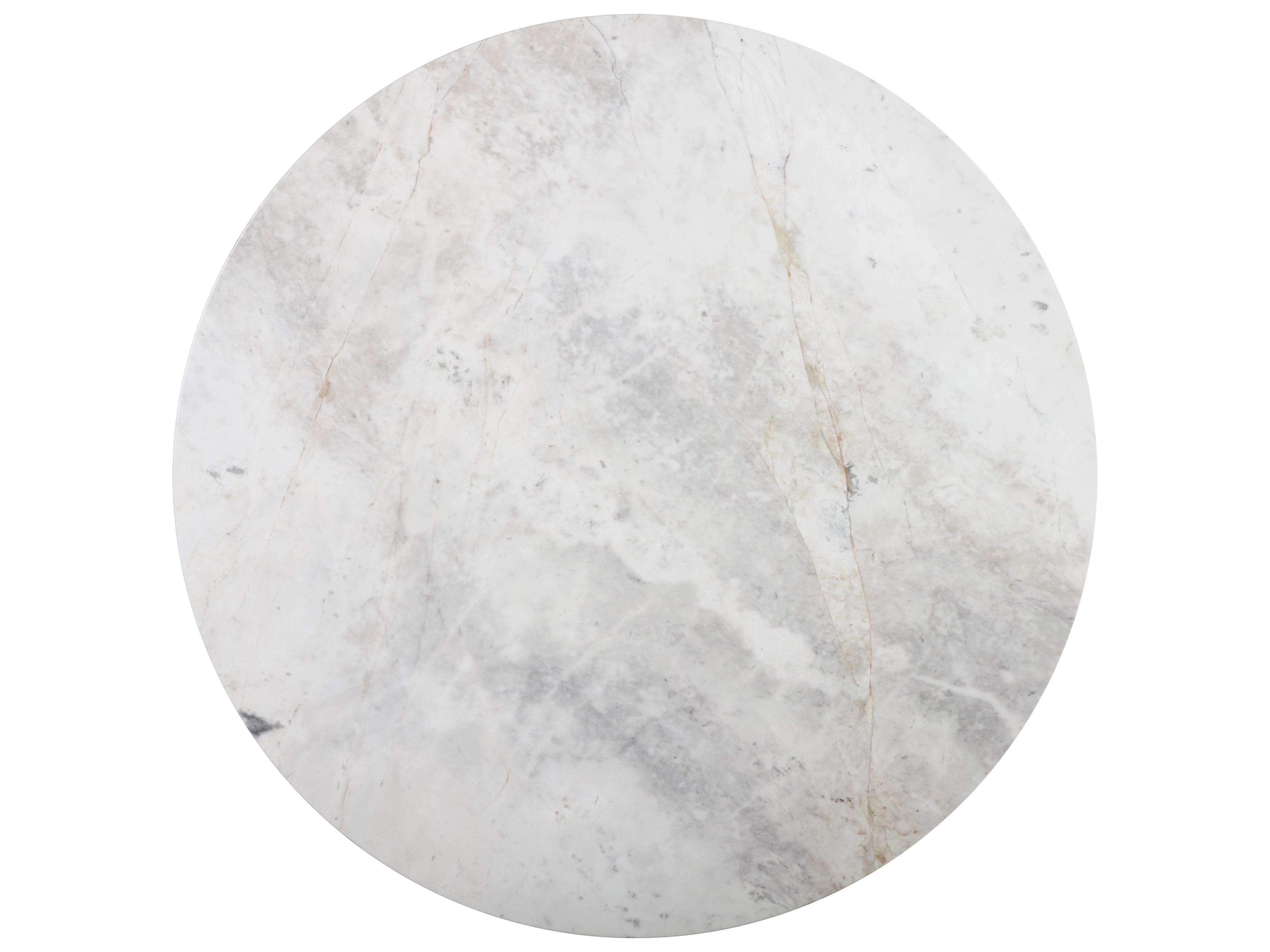 Sunpan Suki Round Marble White Pewter Dining Table