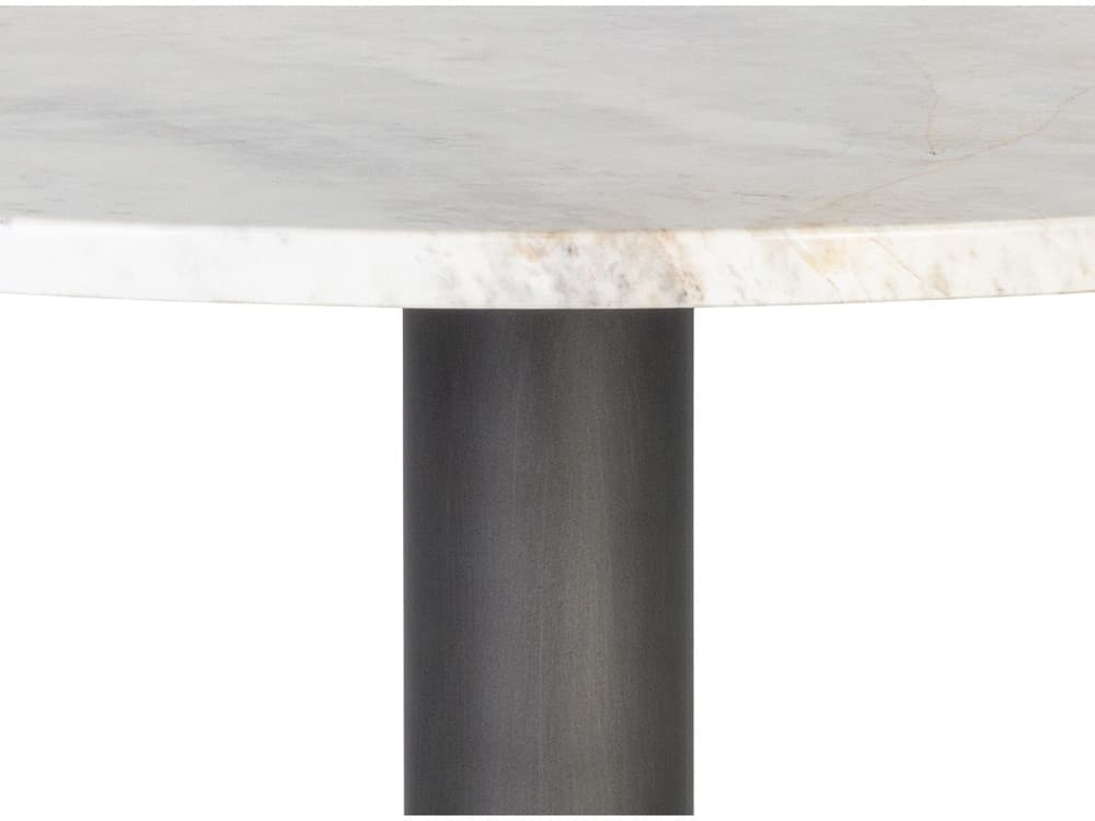 Sunpan Suki Round Marble White Pewter Dining Table