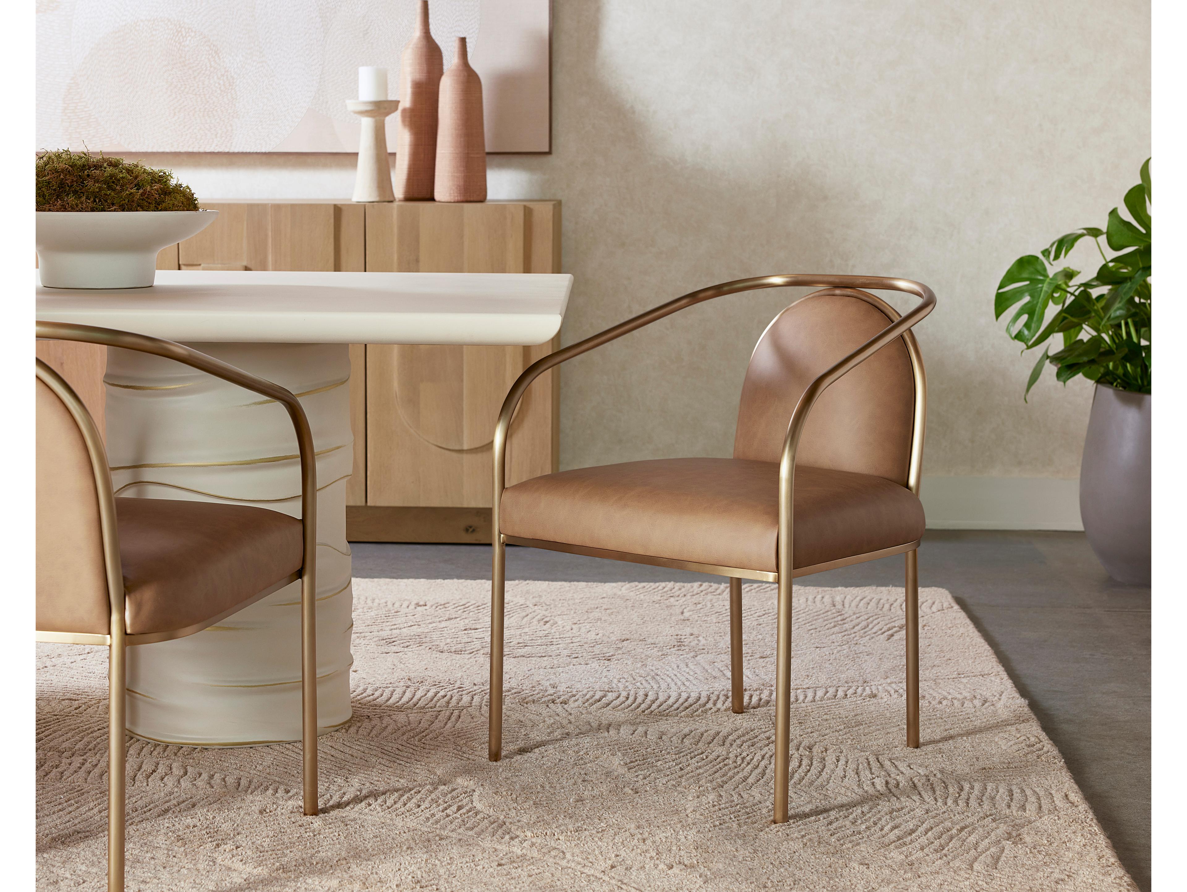 Sunpan Cicero Cicero Dining Armchair Milliken Cognac