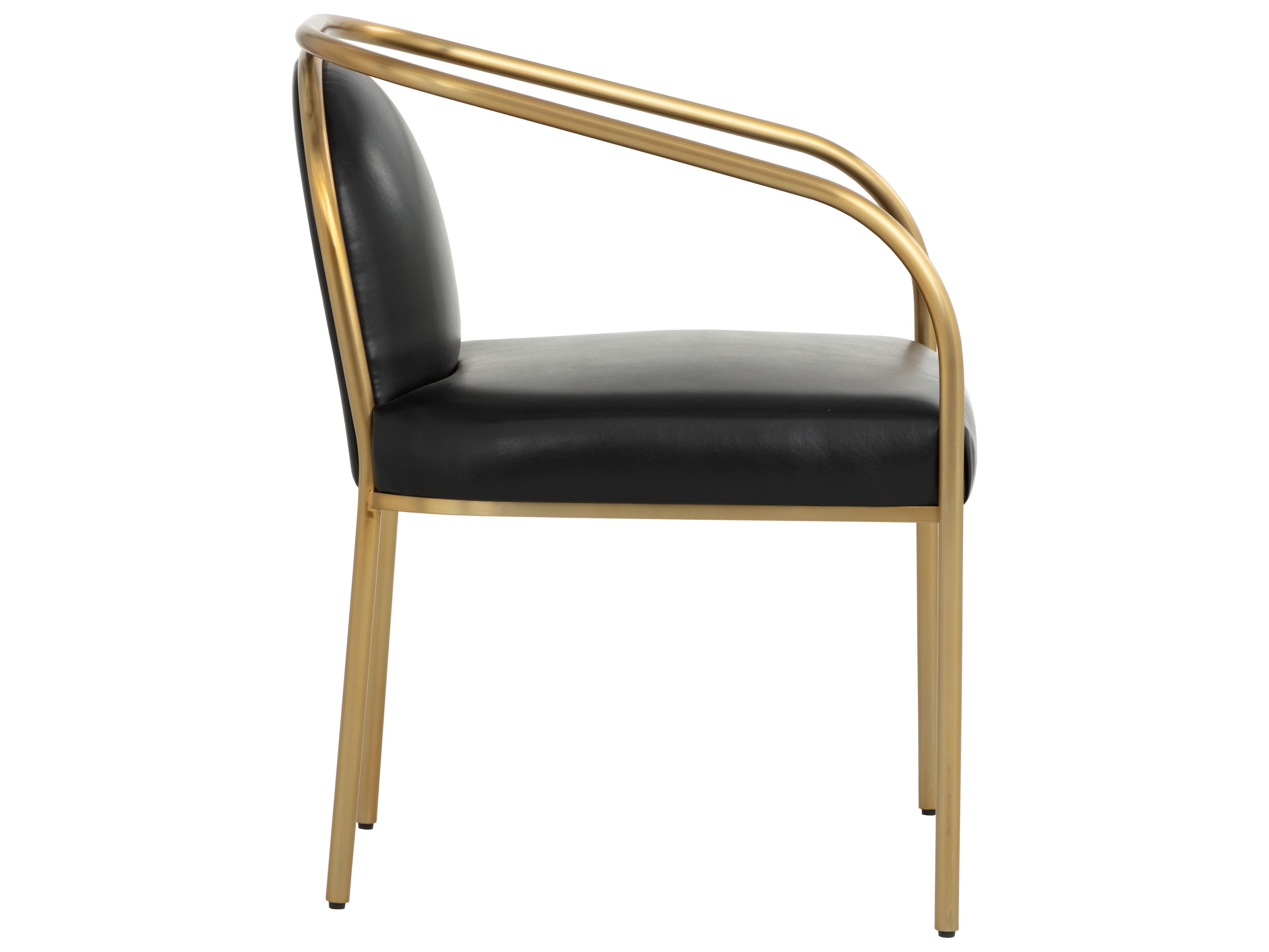 Sunpan Cicero Black Faux Leather Arm Dining Chair
