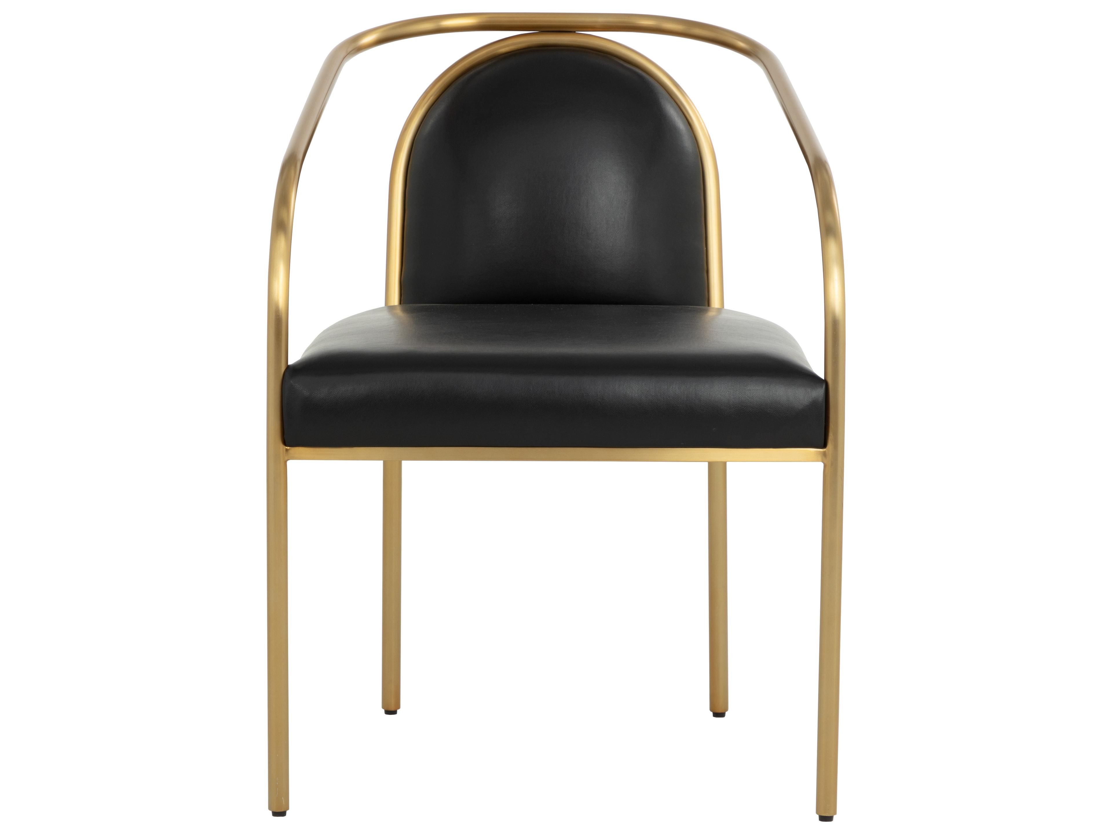 Sunpan Cicero Black Faux Leather Arm Dining Chair