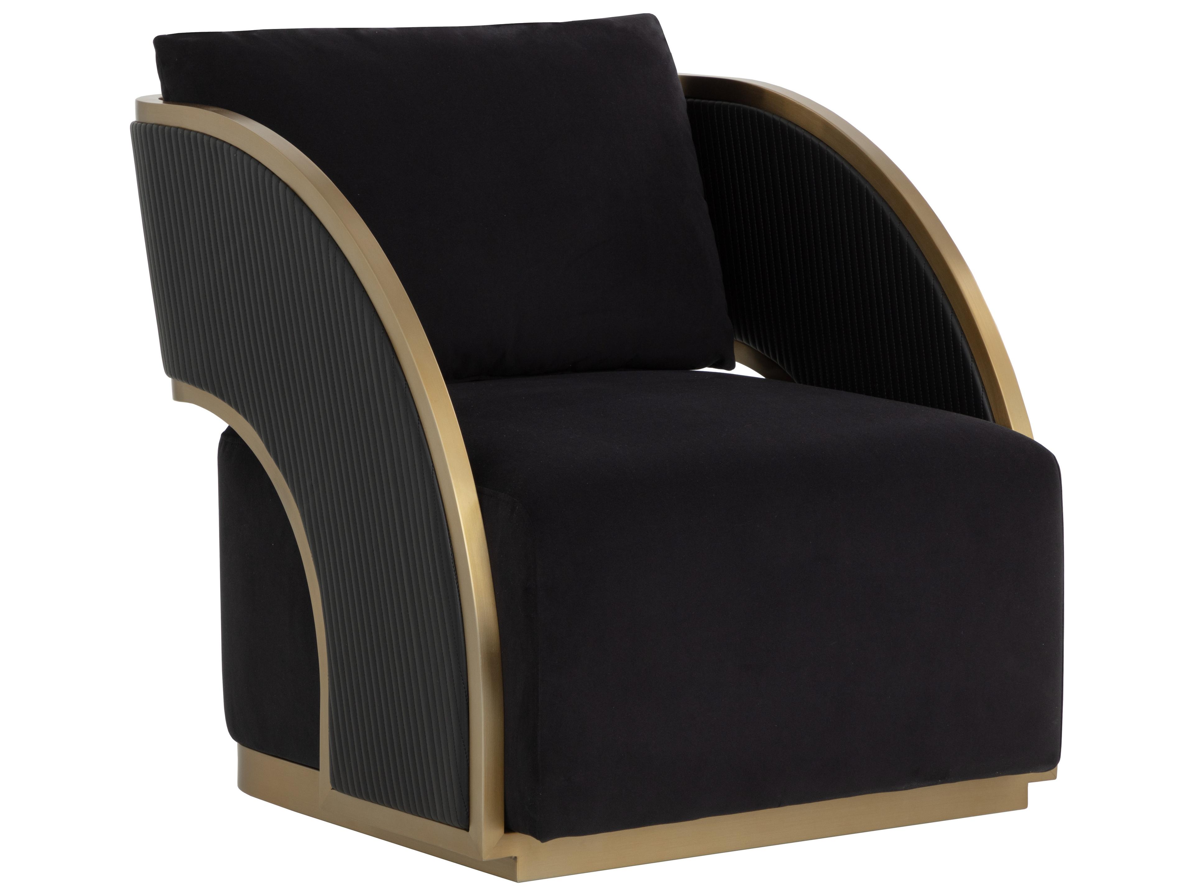 Sunpan Baz Swivel Black Accent Chair