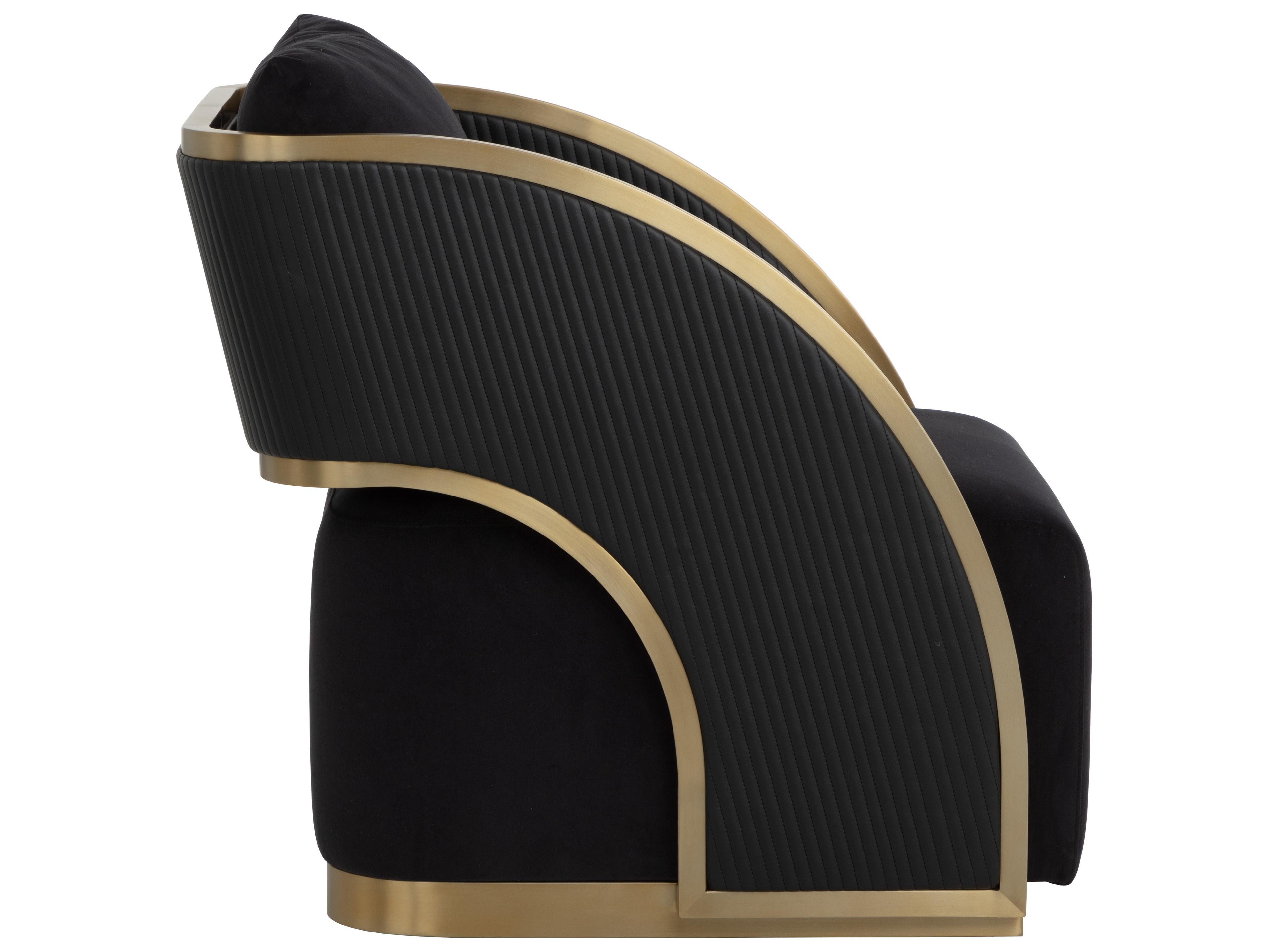 Sunpan Baz Swivel Black Accent Chair