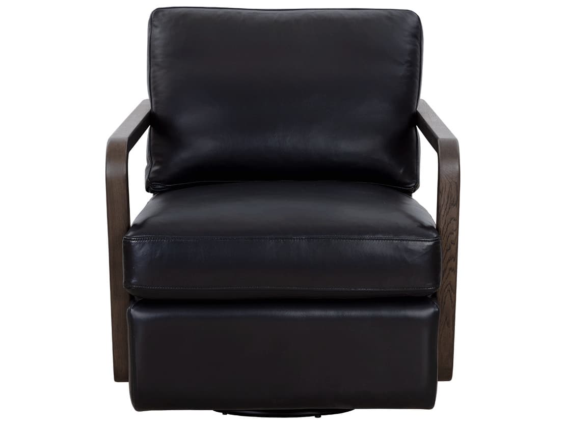 Sunpan Castell Swivel Brown Leather Accent Chair