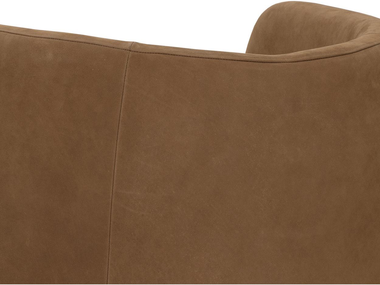 Sunpan Emilie Swivel Brown Leather Accent Chair