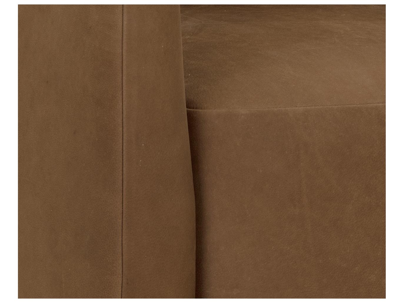 Sunpan Emilie Swivel Brown Leather Accent Chair