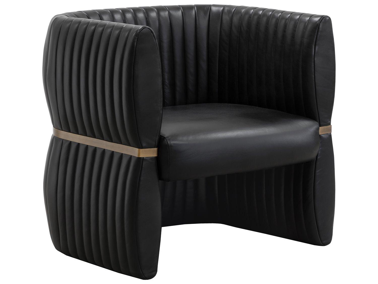 Sunpan Tryor Black Leather Accent Chair