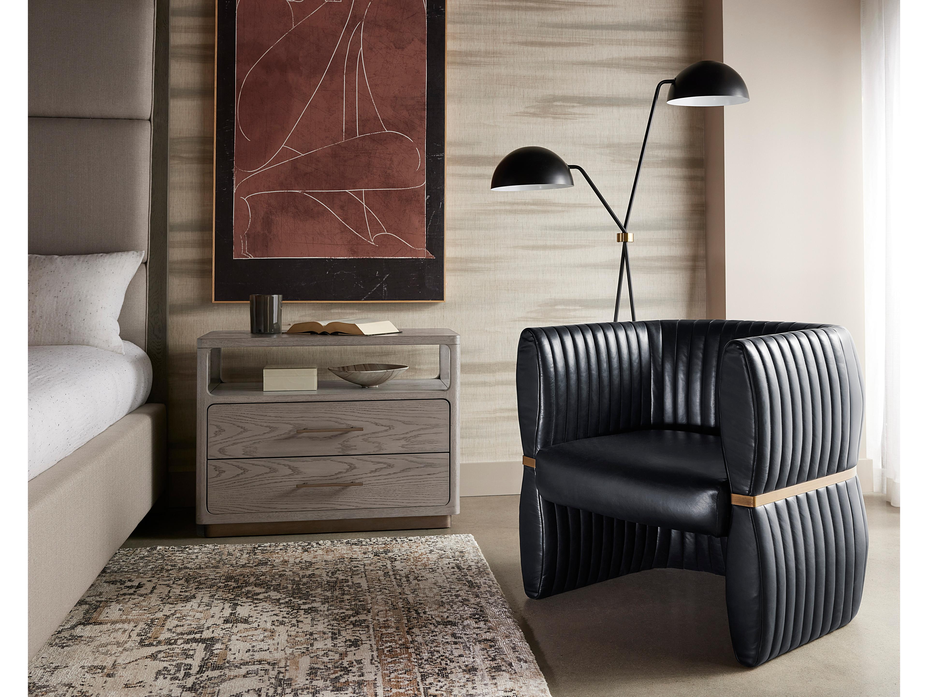 Sunpan Tryor Black Leather Accent Chair