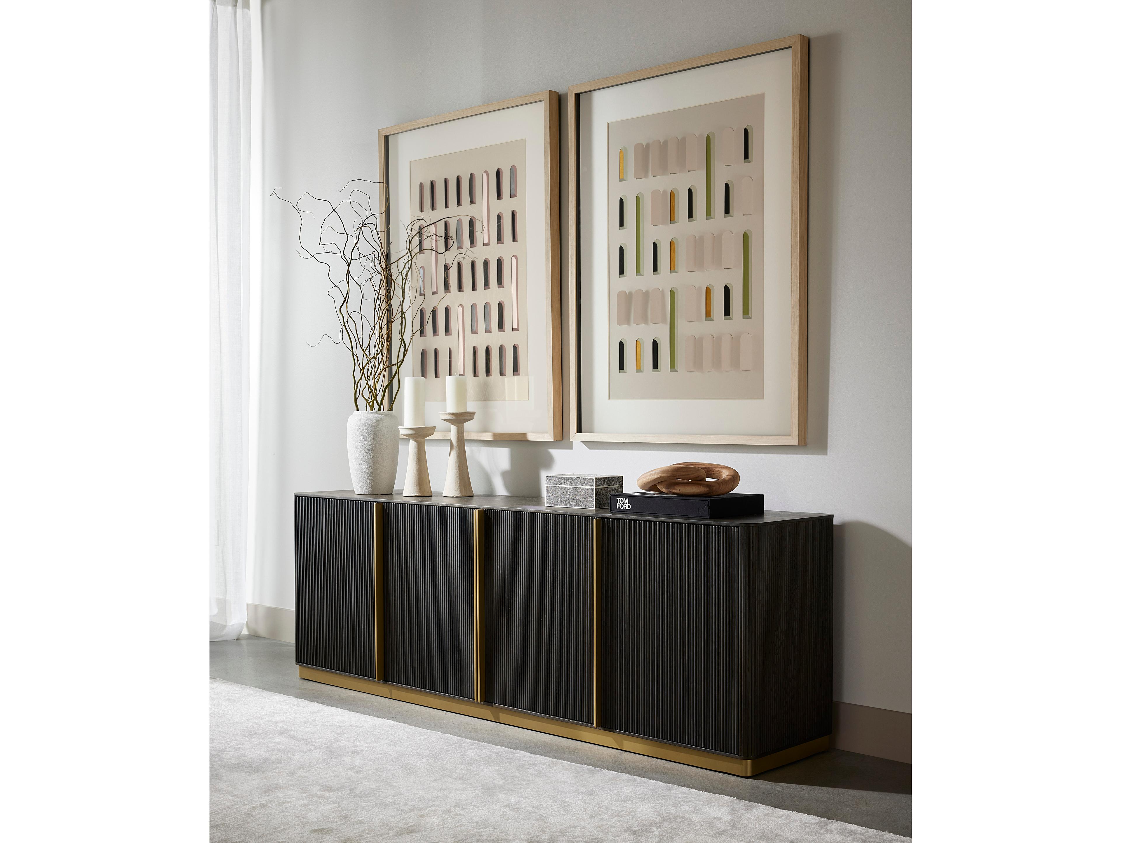 Sunpan Kalla 84" Oak Wood Charcoal Sideboard