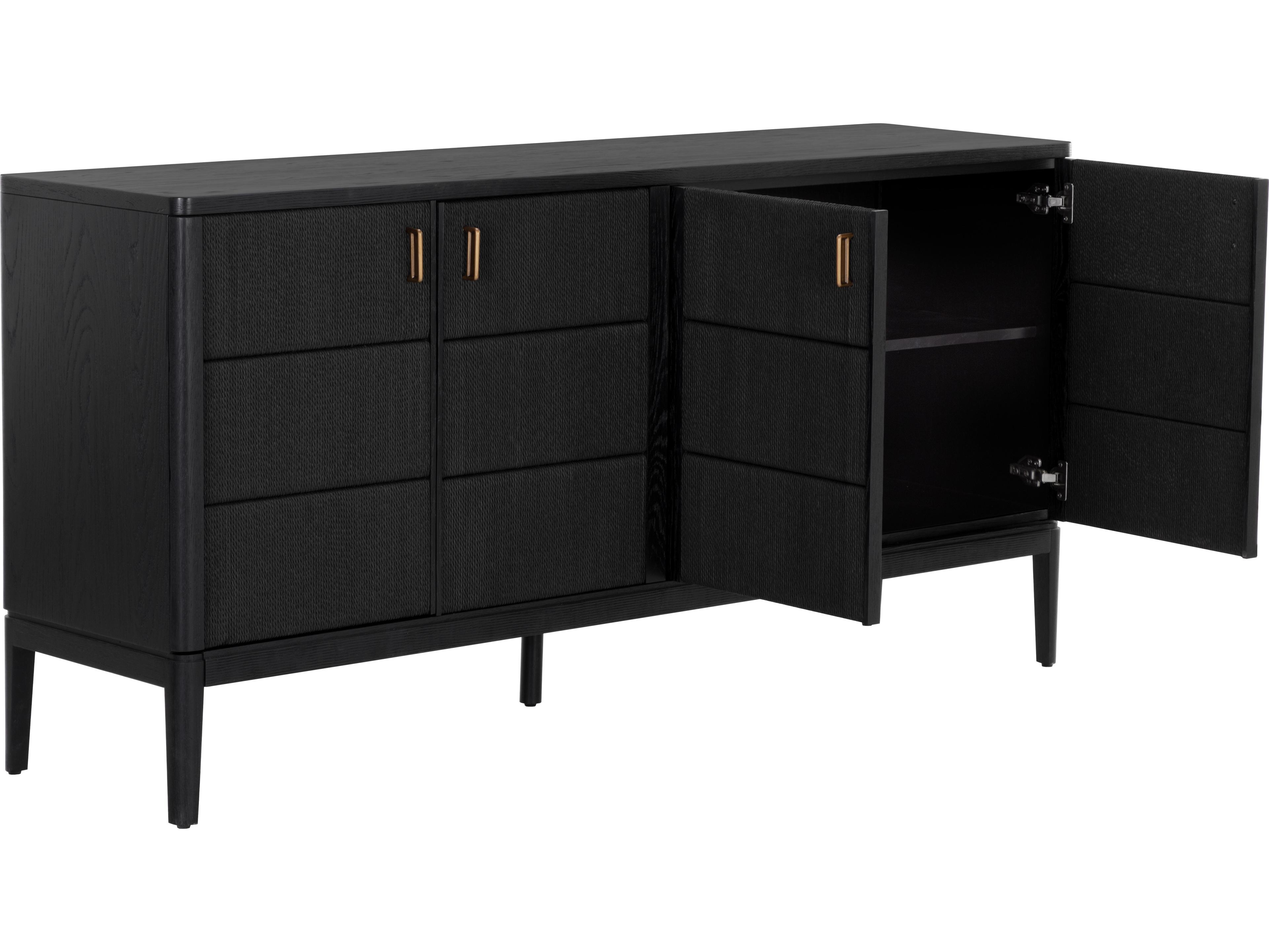 Sunpan Etienne 71" Oak Wood Black Sideboard