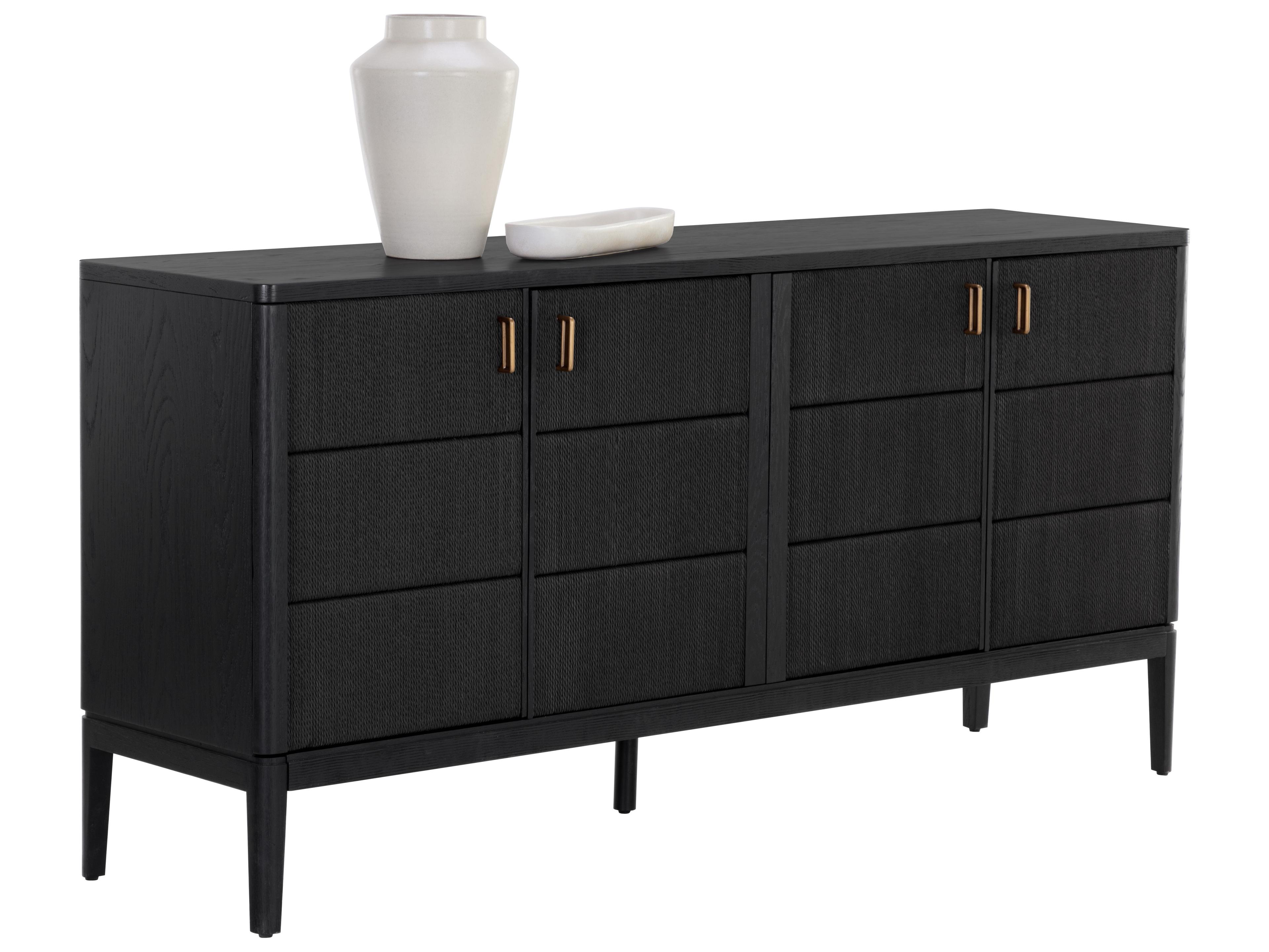 Sunpan Etienne 71" Oak Wood Black Sideboard