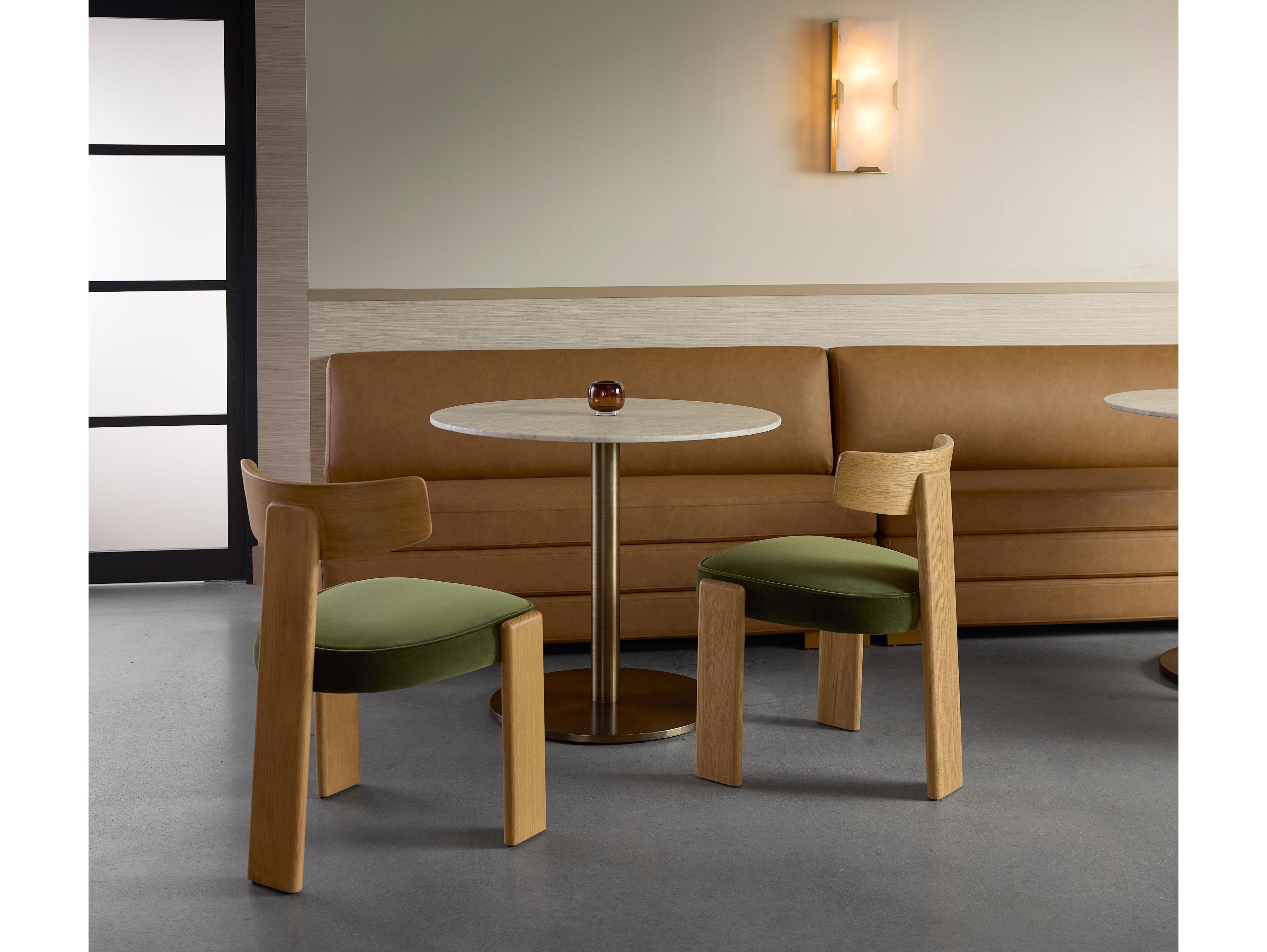 Sunpan Horton Oak Wood Green Upholstered Side Dining Chair