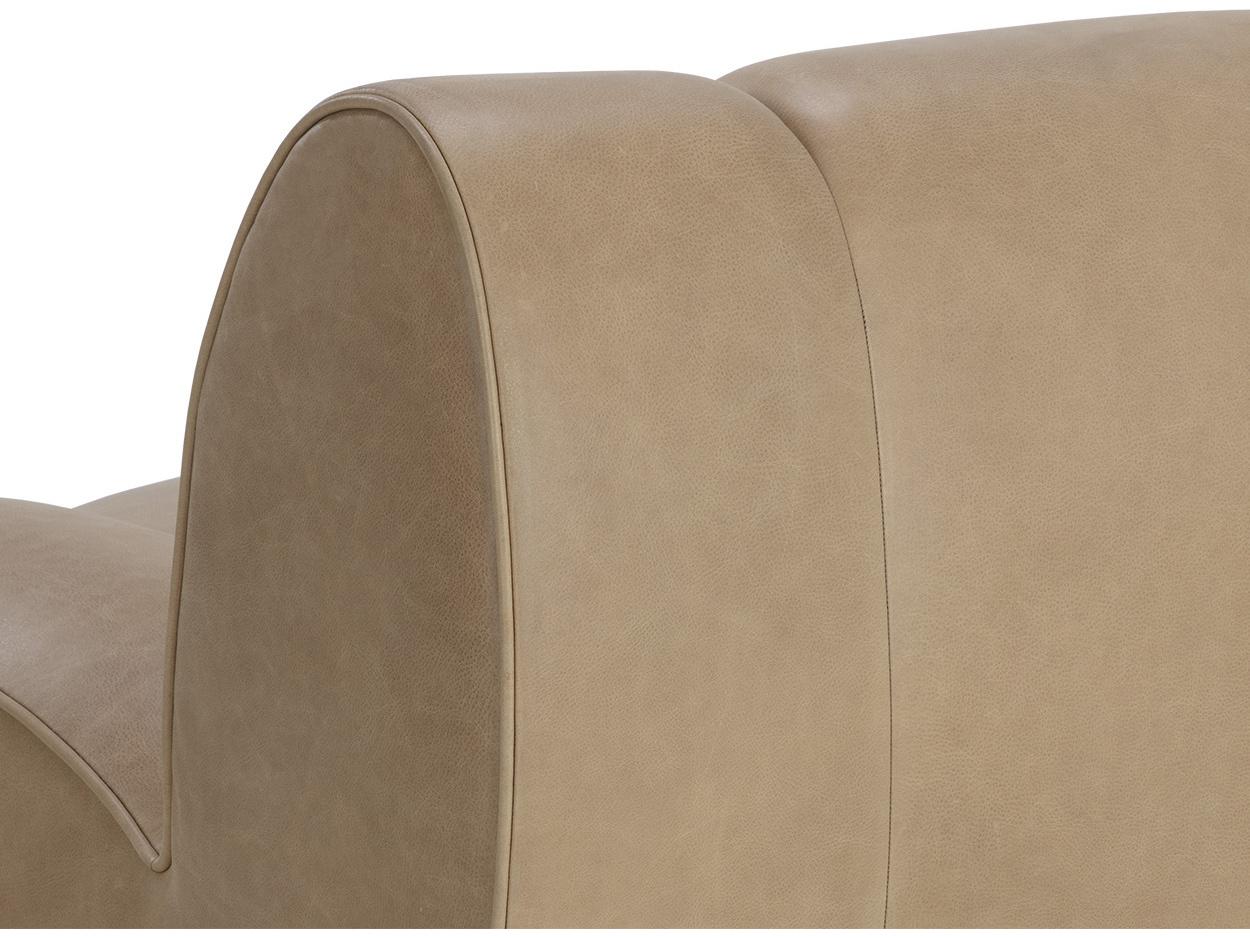 Sunpan Blaise Swivel Beige Leather Accent Chair