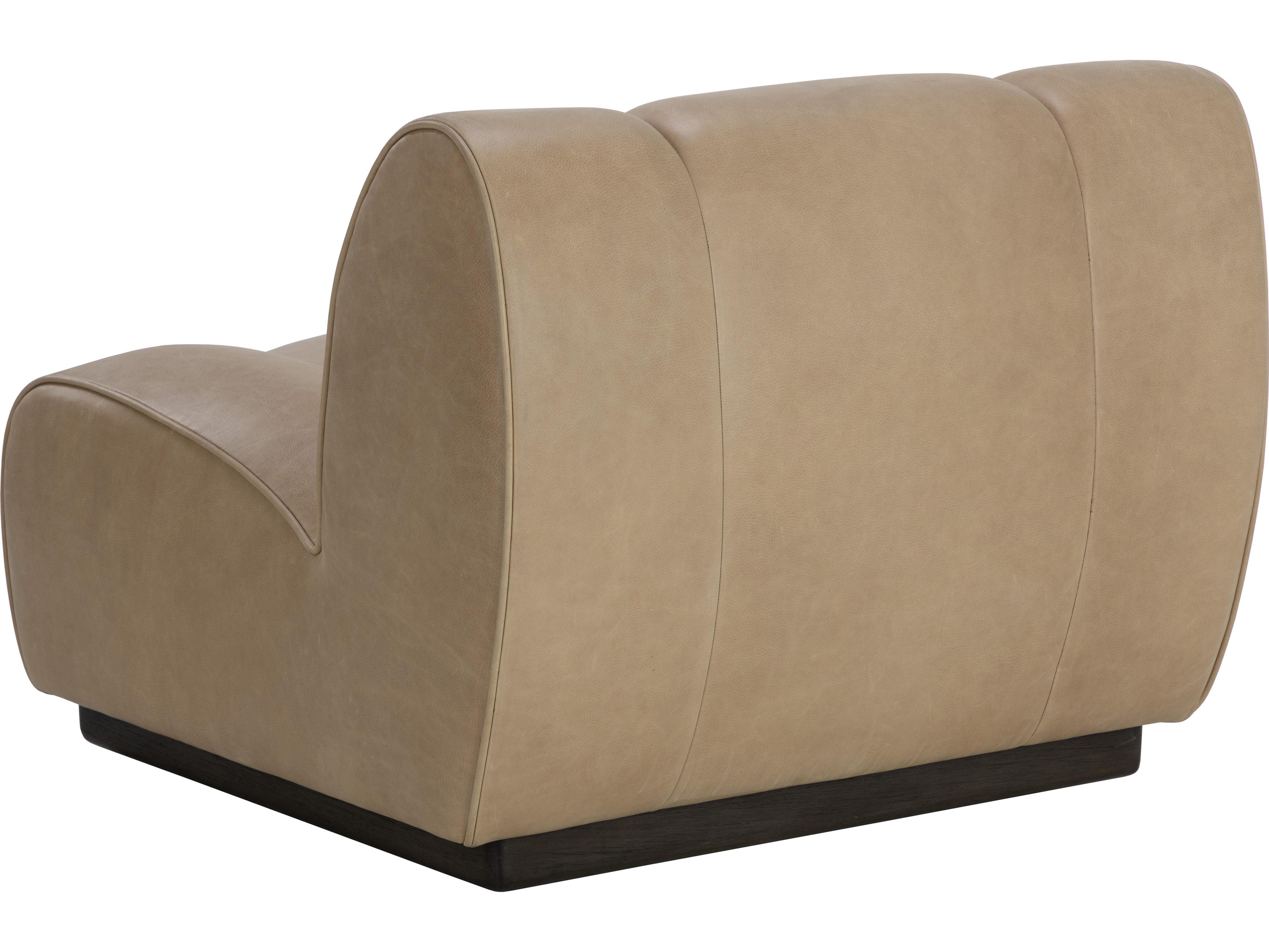 Sunpan Blaise Swivel Beige Leather Accent Chair