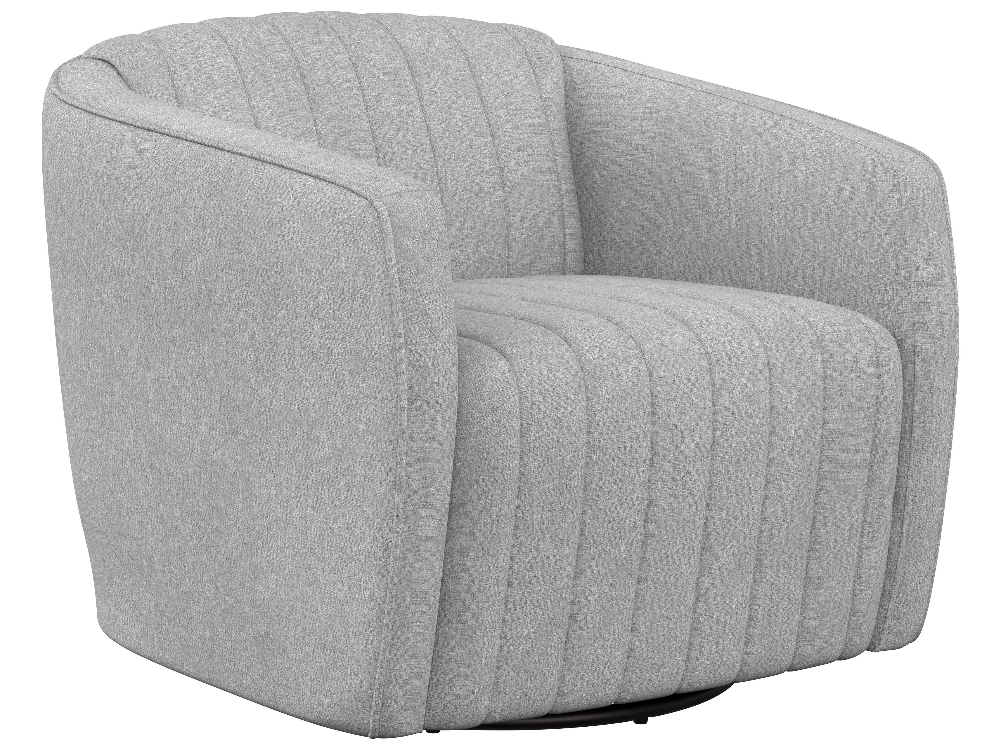 Sunpan Garrison Swivel Gray Fabric Accent Chair