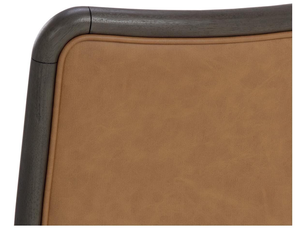 Sunpan Jeno Rubberwood Brown Faux Leather Side Dining Chair