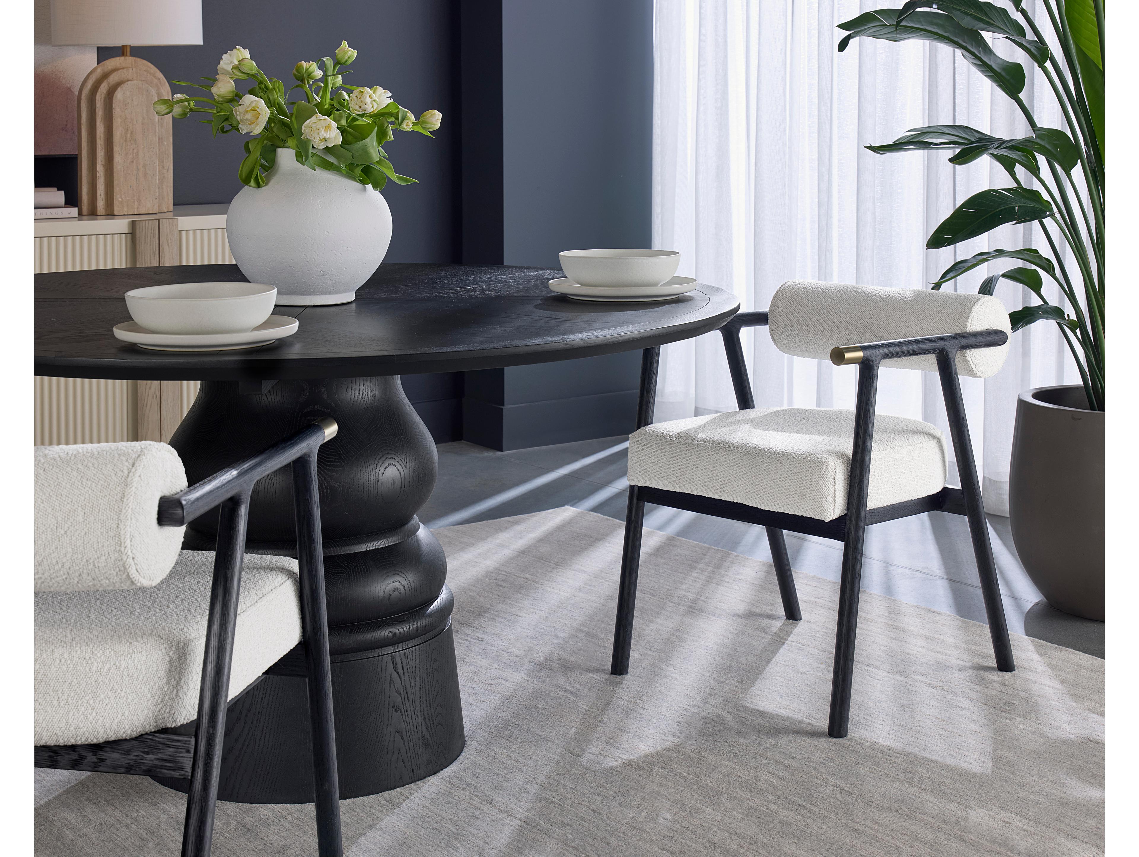 Sunpan Sova Gray Upholstered Arm Dining Chair