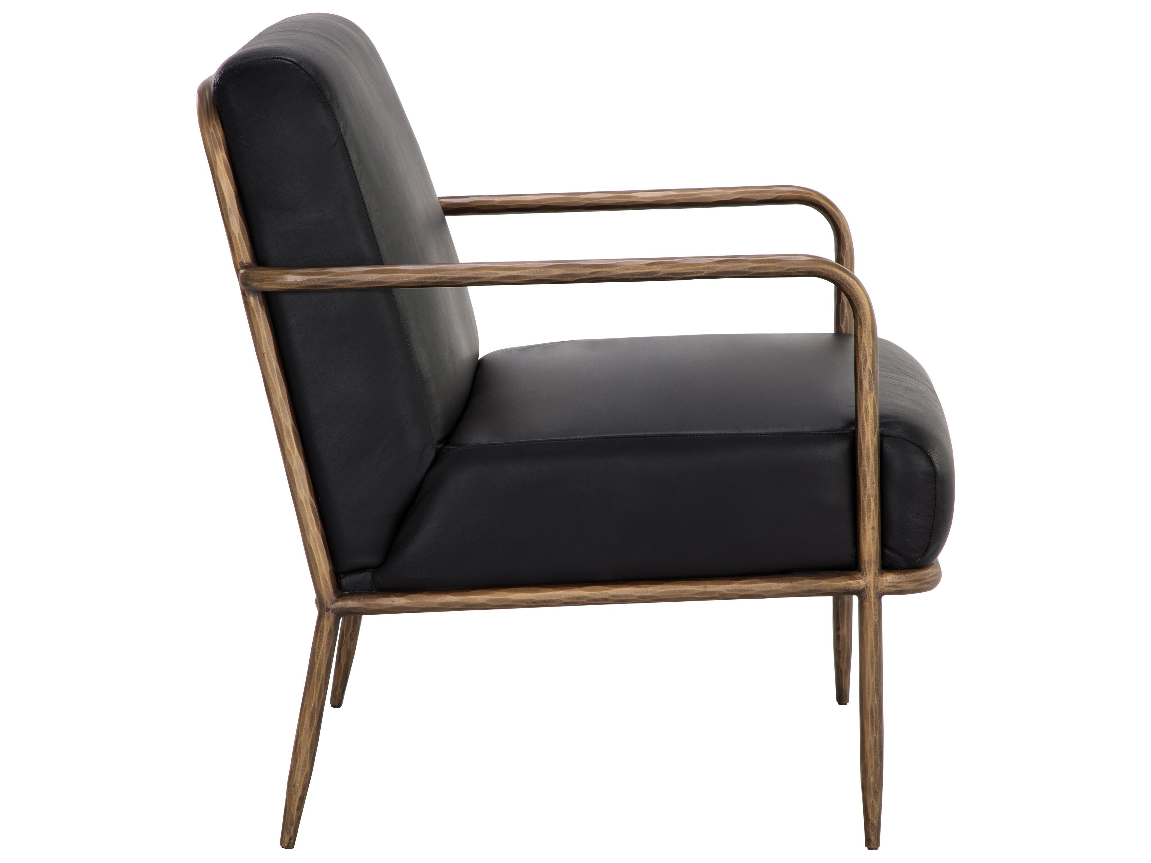 Sunpan Lathan Black Leather Accent Chair