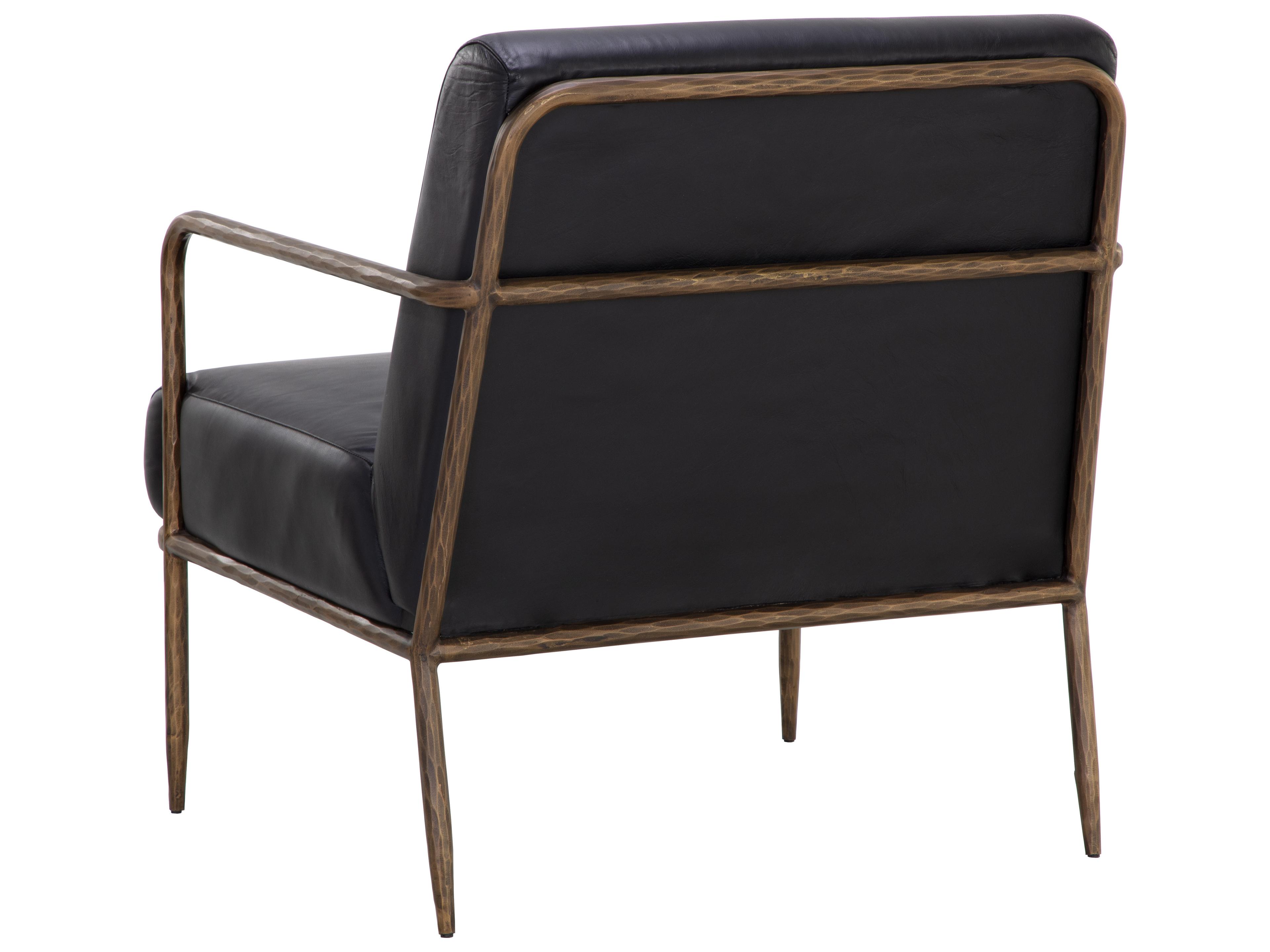 Sunpan Lathan Black Leather Accent Chair