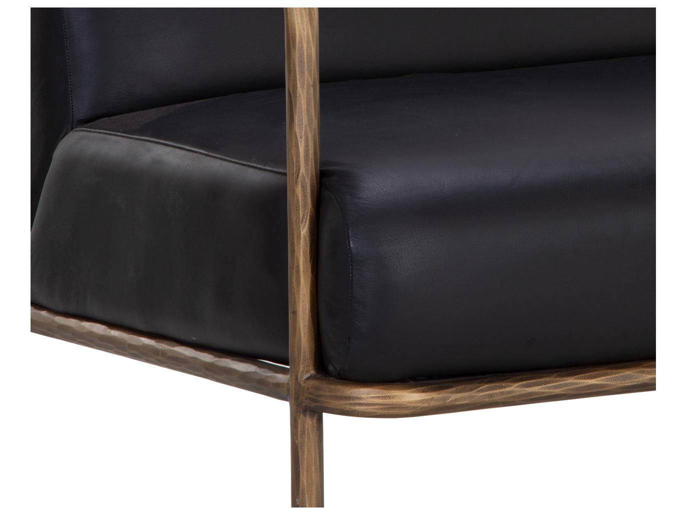 Sunpan Lathan Black Leather Accent Chair