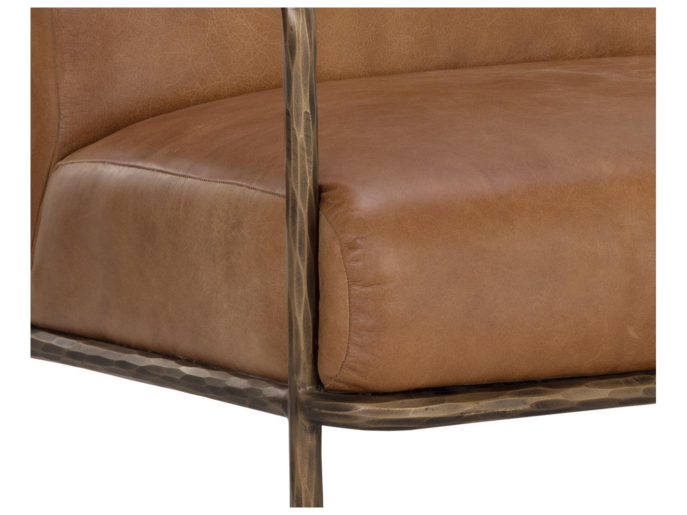 Sunpan Lathan Brown Leather Accent Chair