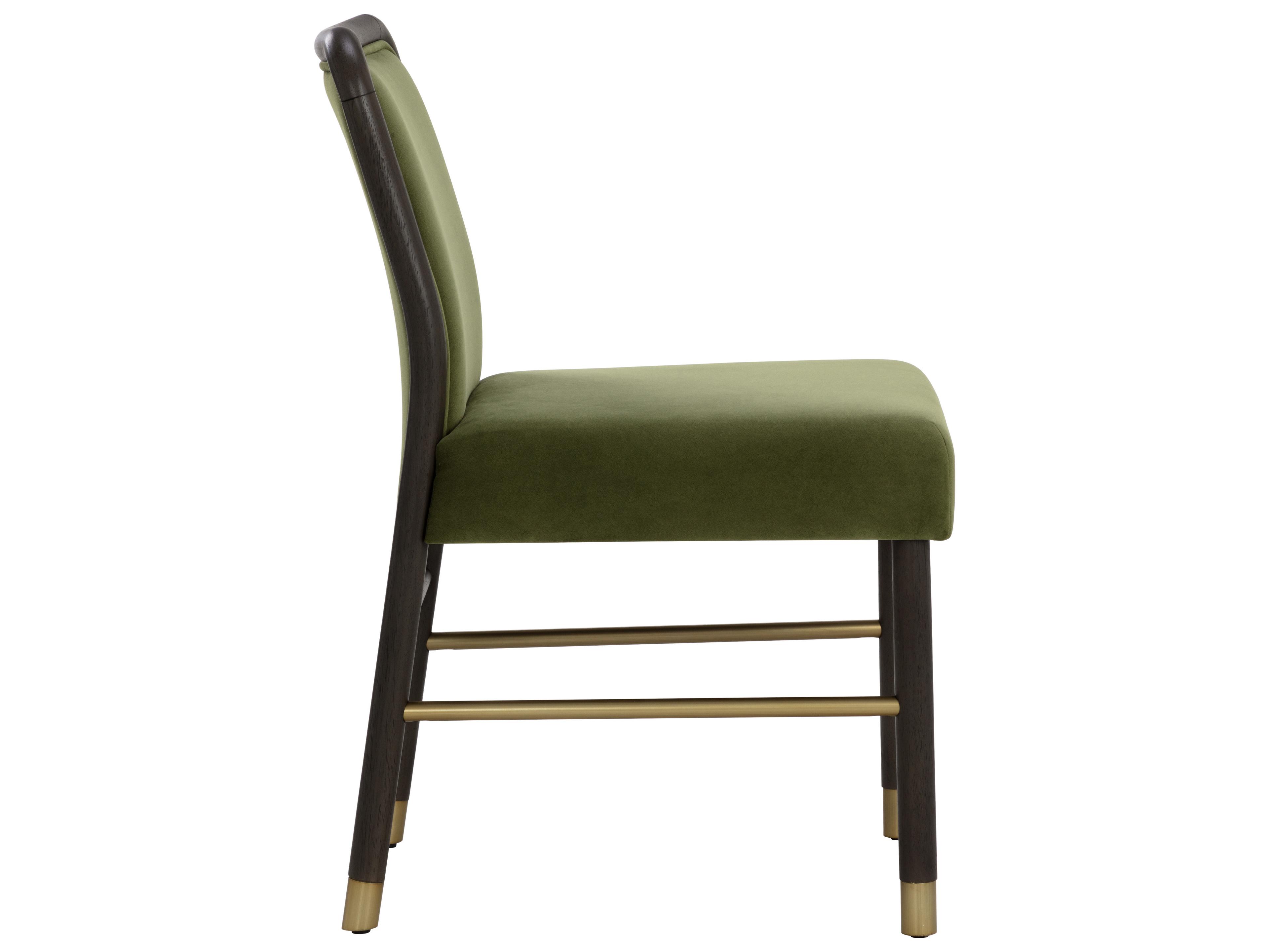 Sunpan Jeno Rubberwood Green Upholstered Side Dining Chair