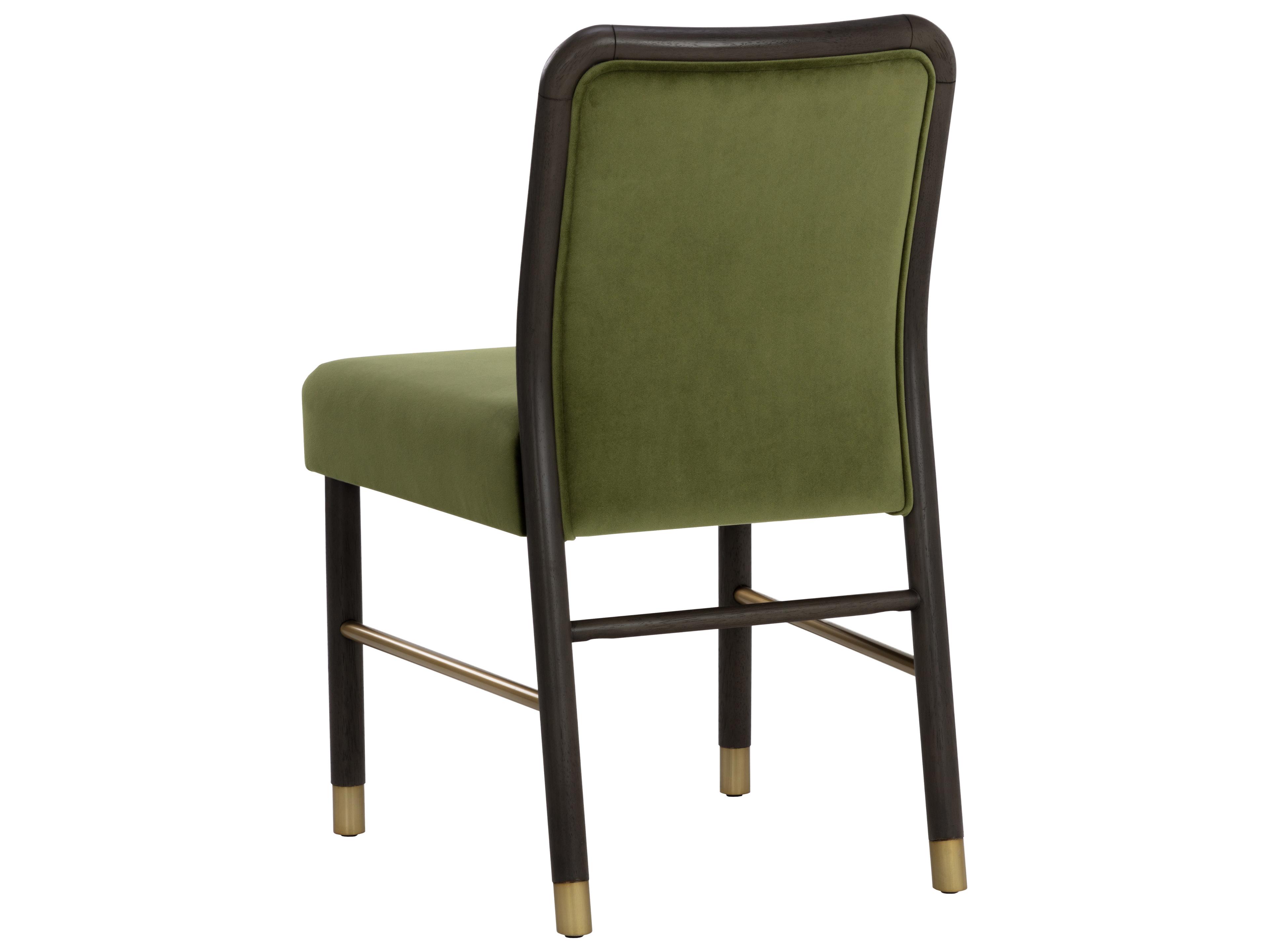 Sunpan Jeno Rubberwood Green Upholstered Side Dining Chair