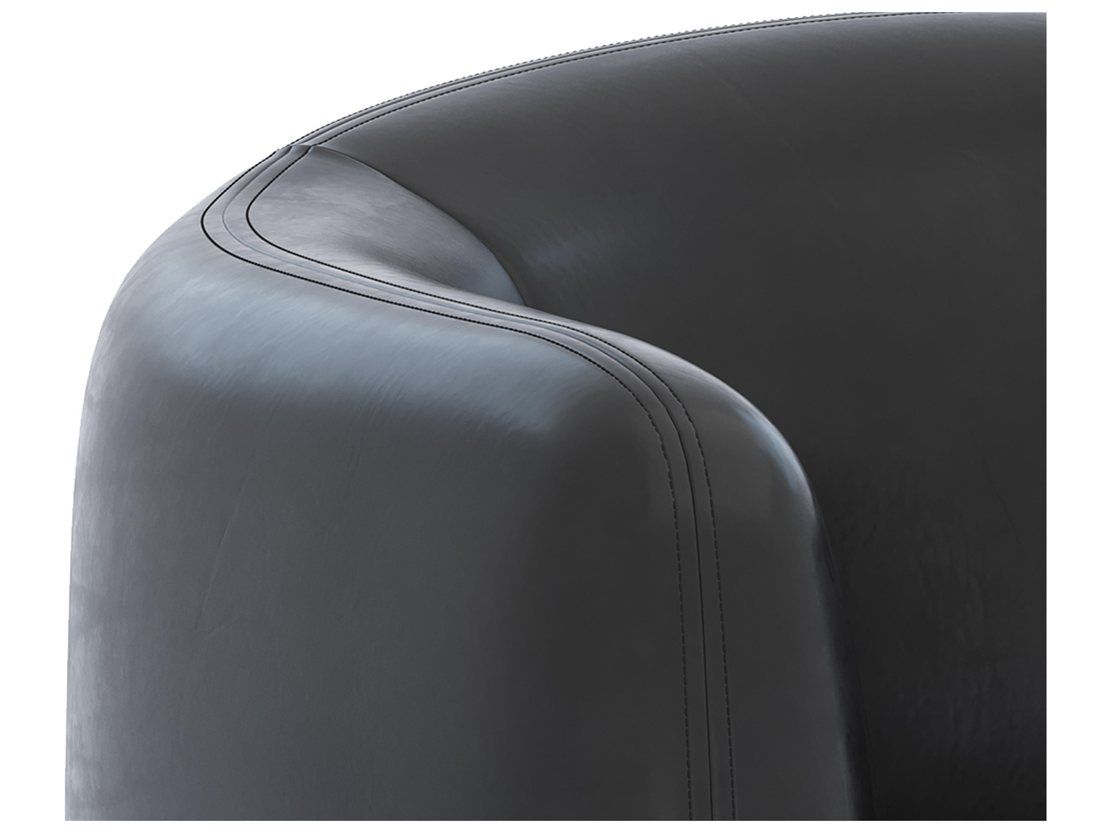 Sunpan Trine Black Leather Accent Chair