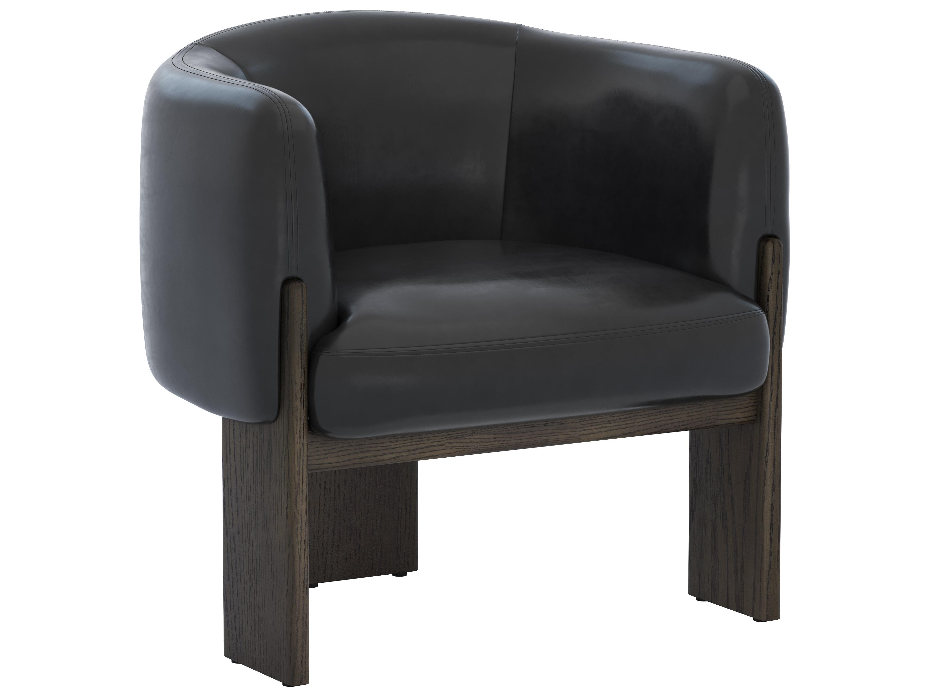 Sunpan Trine Black Leather Accent Chair