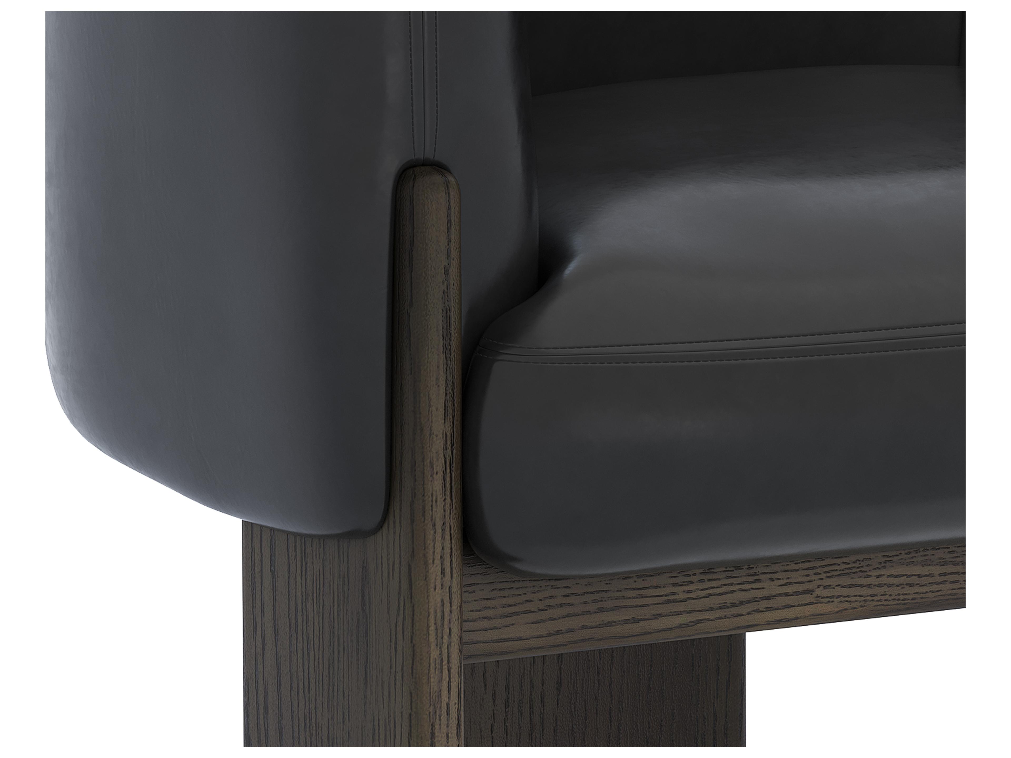 Sunpan Trine Black Leather Accent Chair