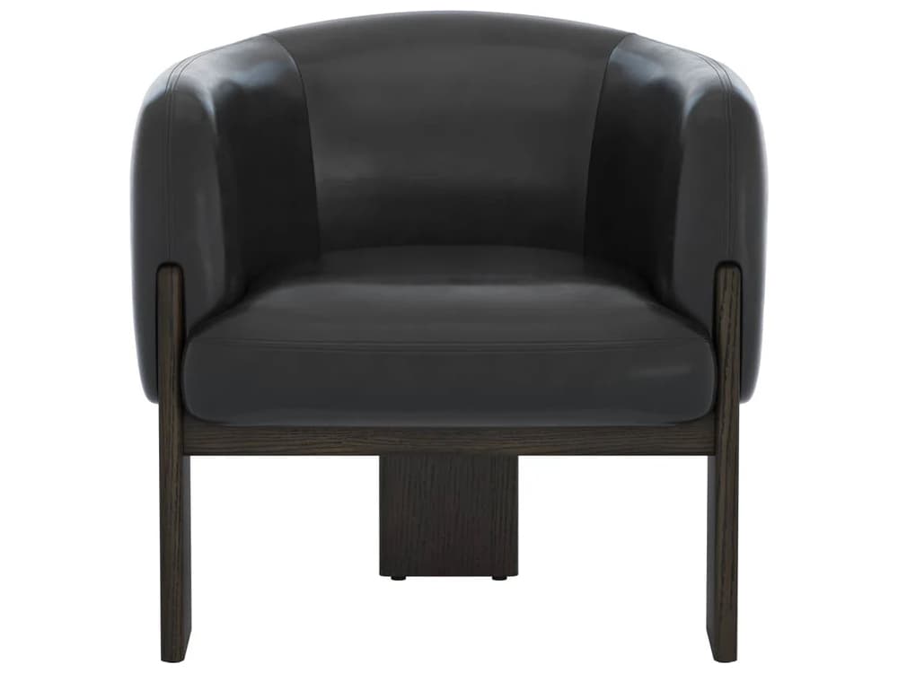 Sunpan Trine Black Leather Accent Chair