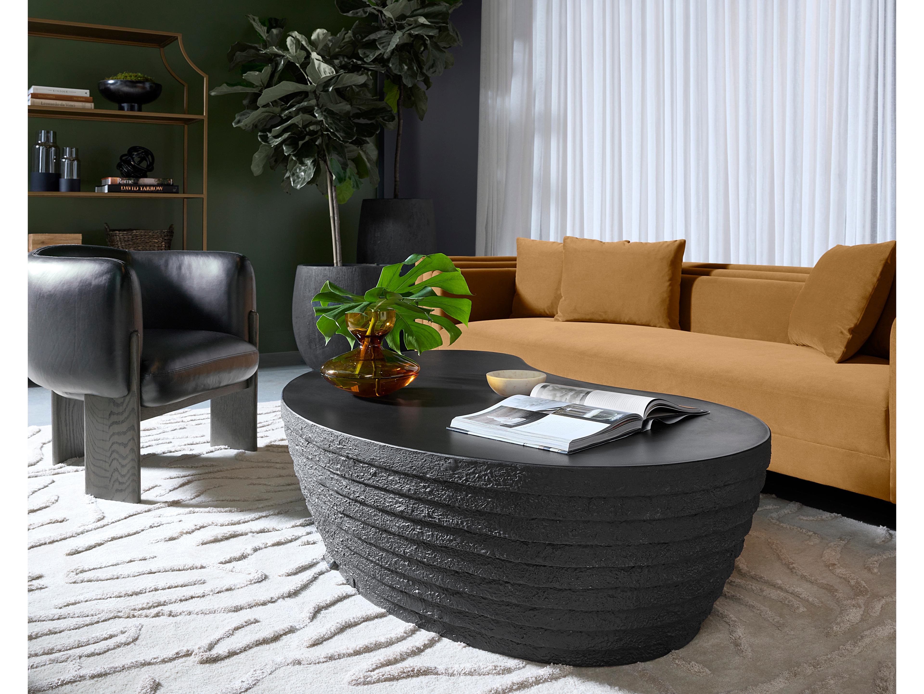 Sunpan Trine Black Leather Accent Chair