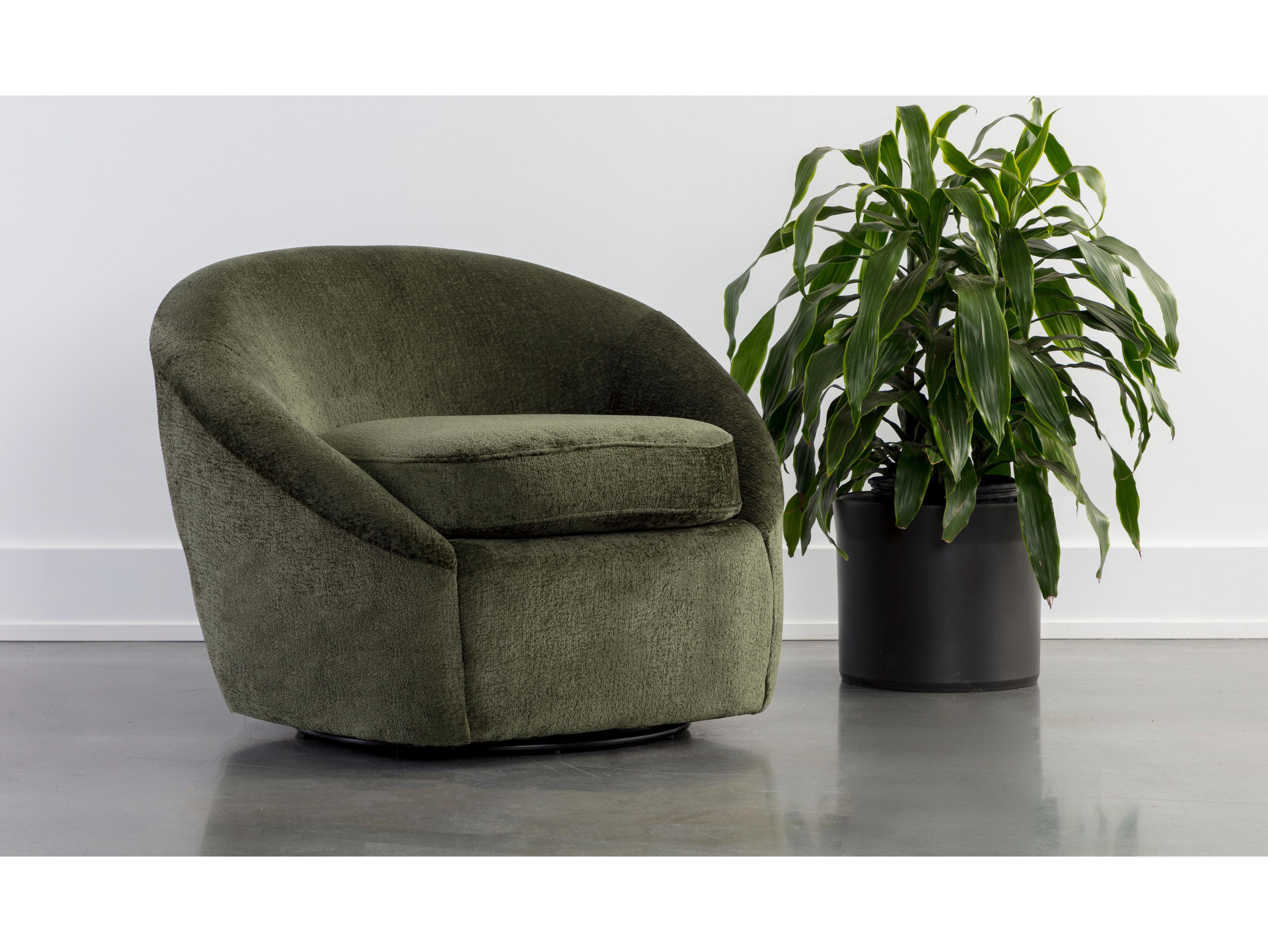 Sunpan Bliss Swivel Green Fabric Accent Chair