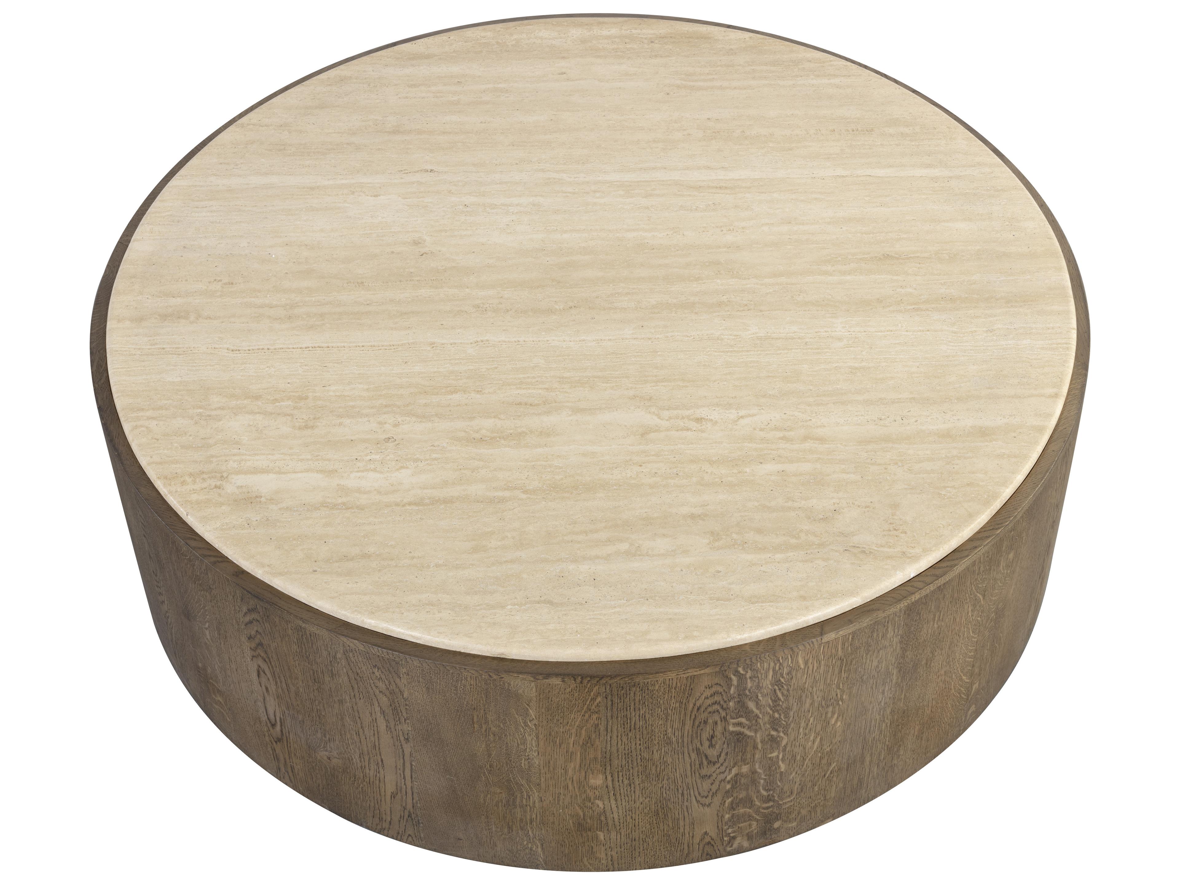 Sunpan Oberon Round Wood Natural Warm Oak Coffee Table