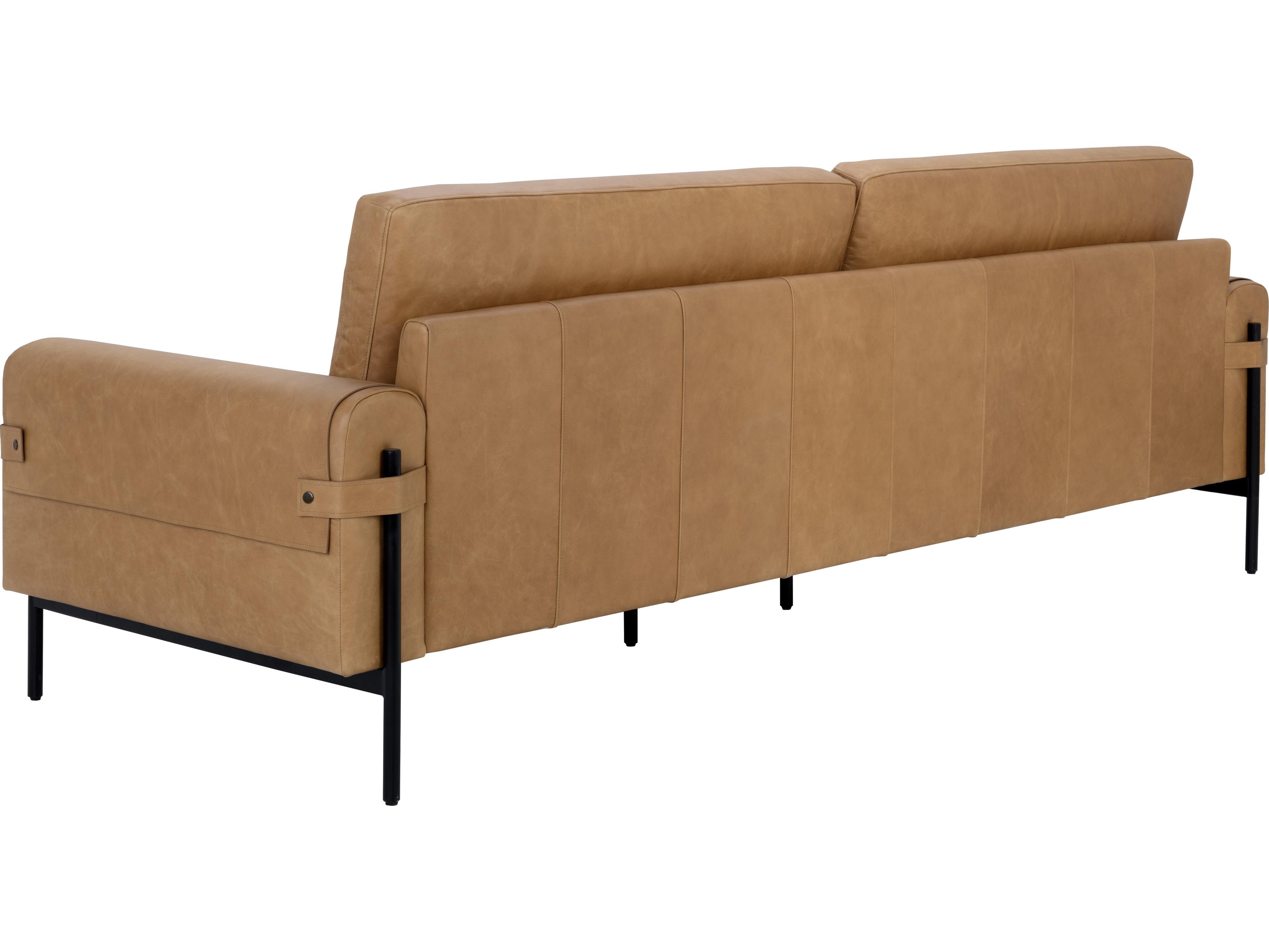 Sunpan Camus Brown Leather Sofa