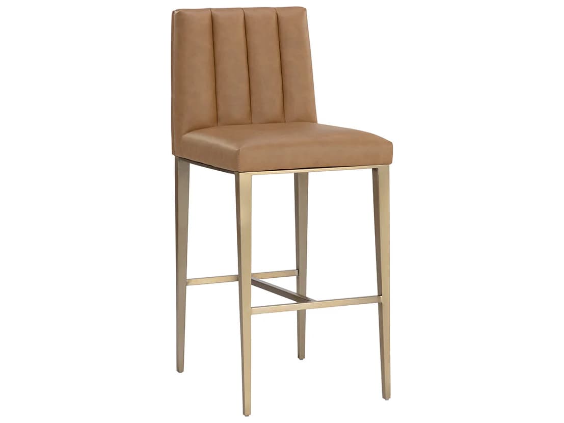 Sunpan Wilbur Antique Brass Faux Leather Bar Stool