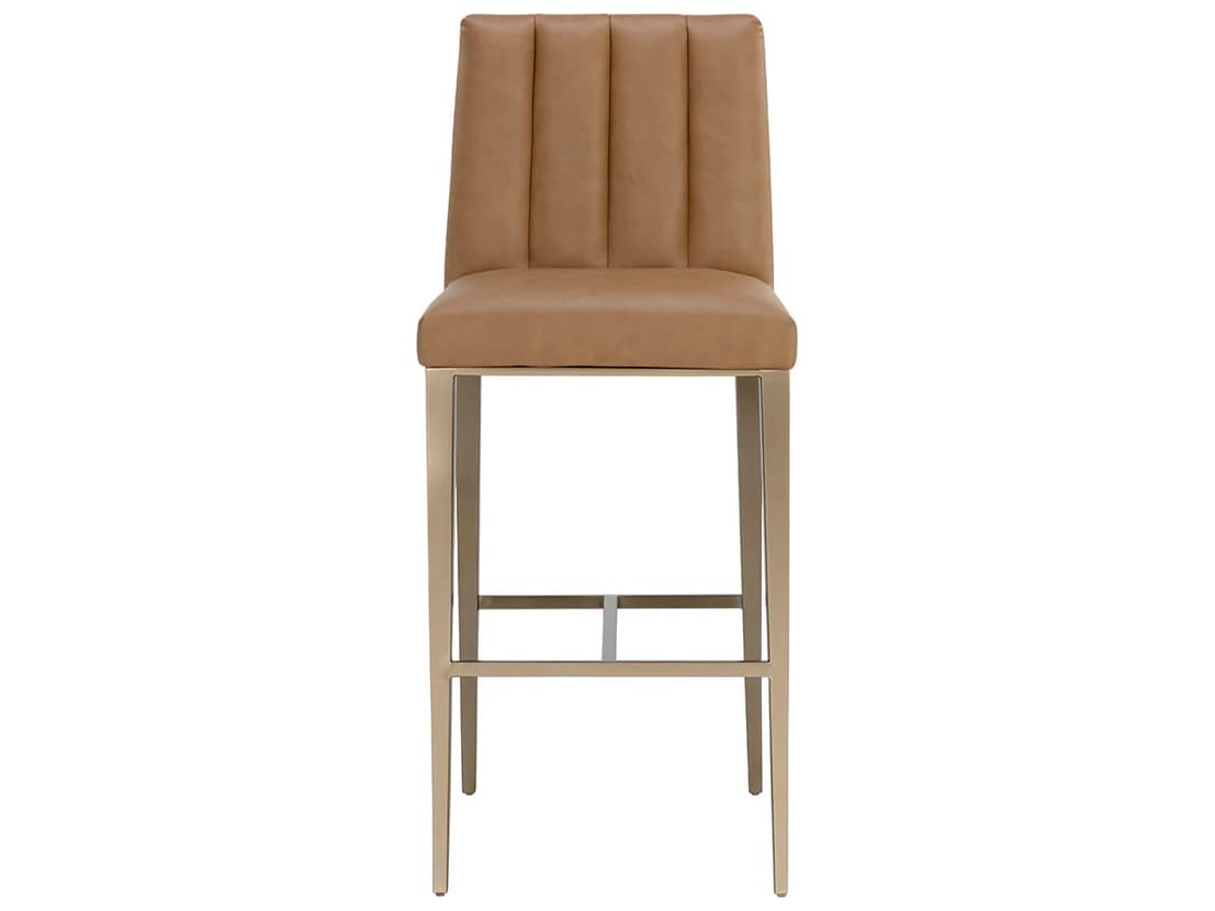 Sunpan Wilbur Antique Brass Faux Leather Bar Stool