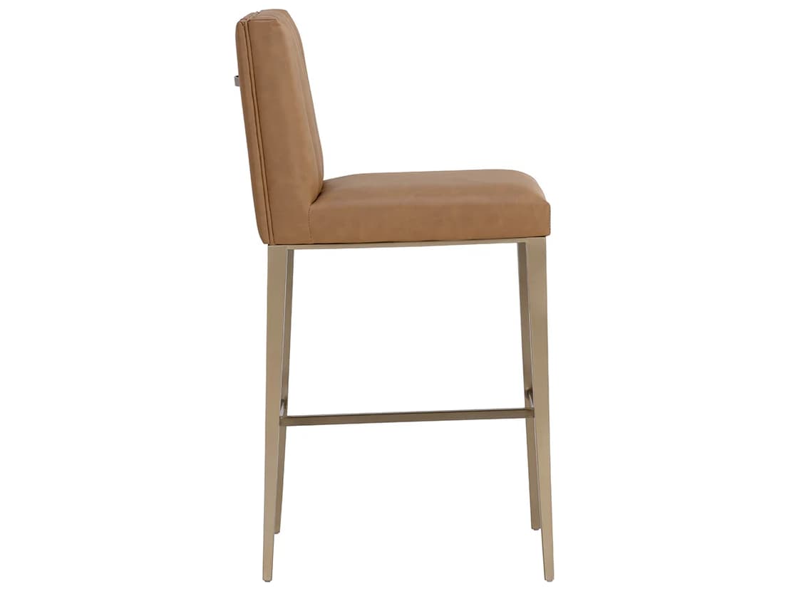 Sunpan Wilbur Antique Brass Faux Leather Bar Stool