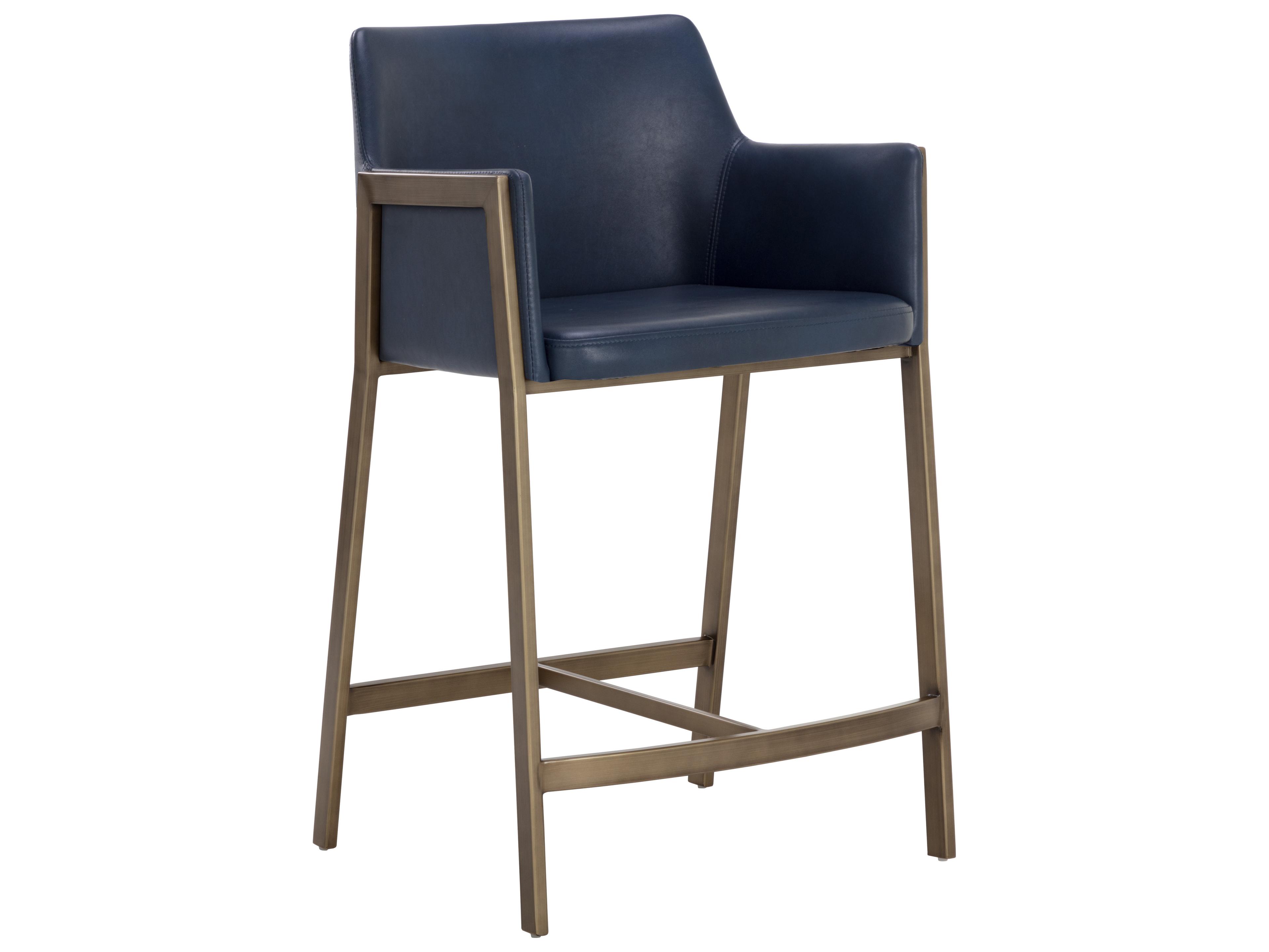 Sunpan Ikon Antique Brass Faux Leather Bar Stool