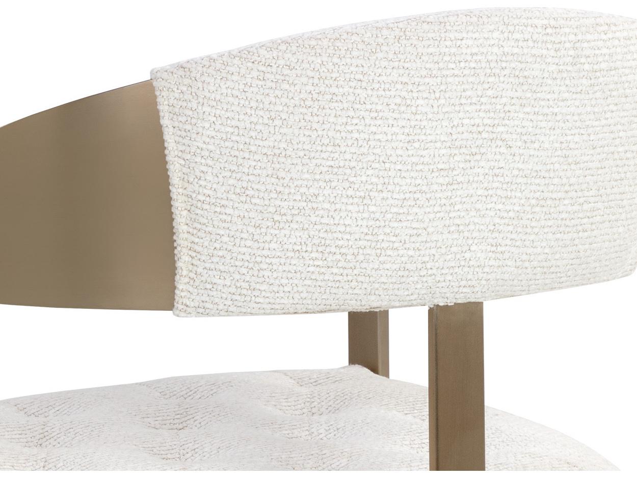 Sunpan Ikon Brass Upholstered Arm Dining Chair