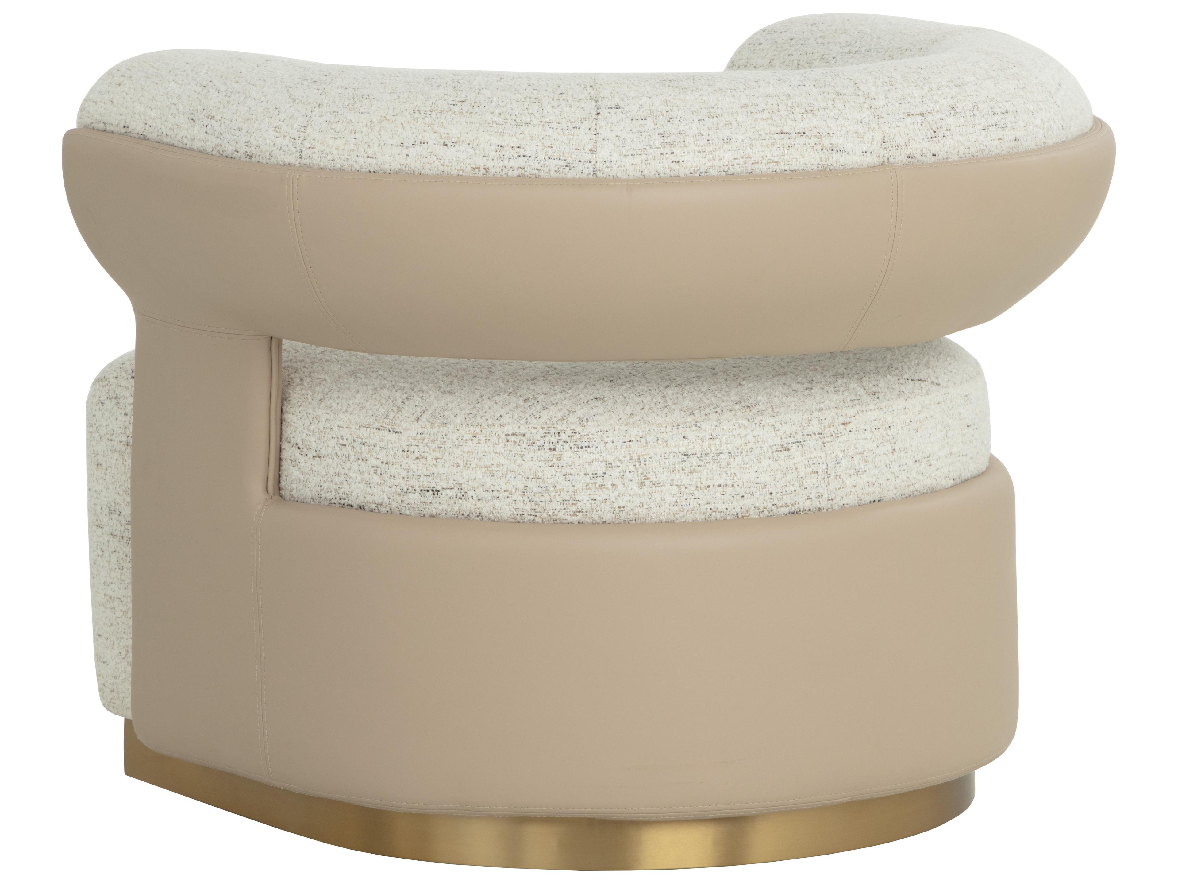 Sunpan Olida Swivel Cream Accent Chair