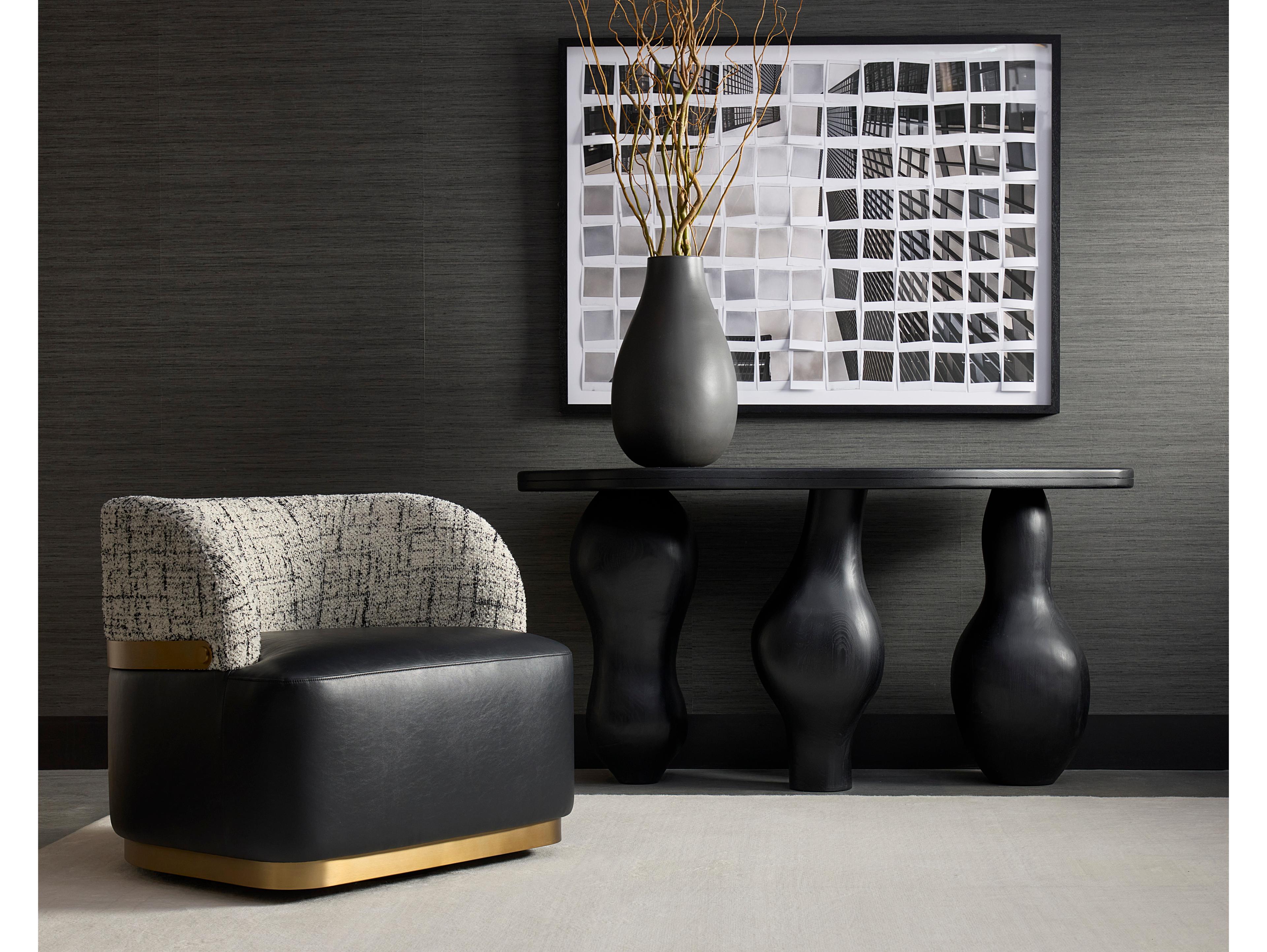 Sunpan Brinda Swivel Black Accent Chair