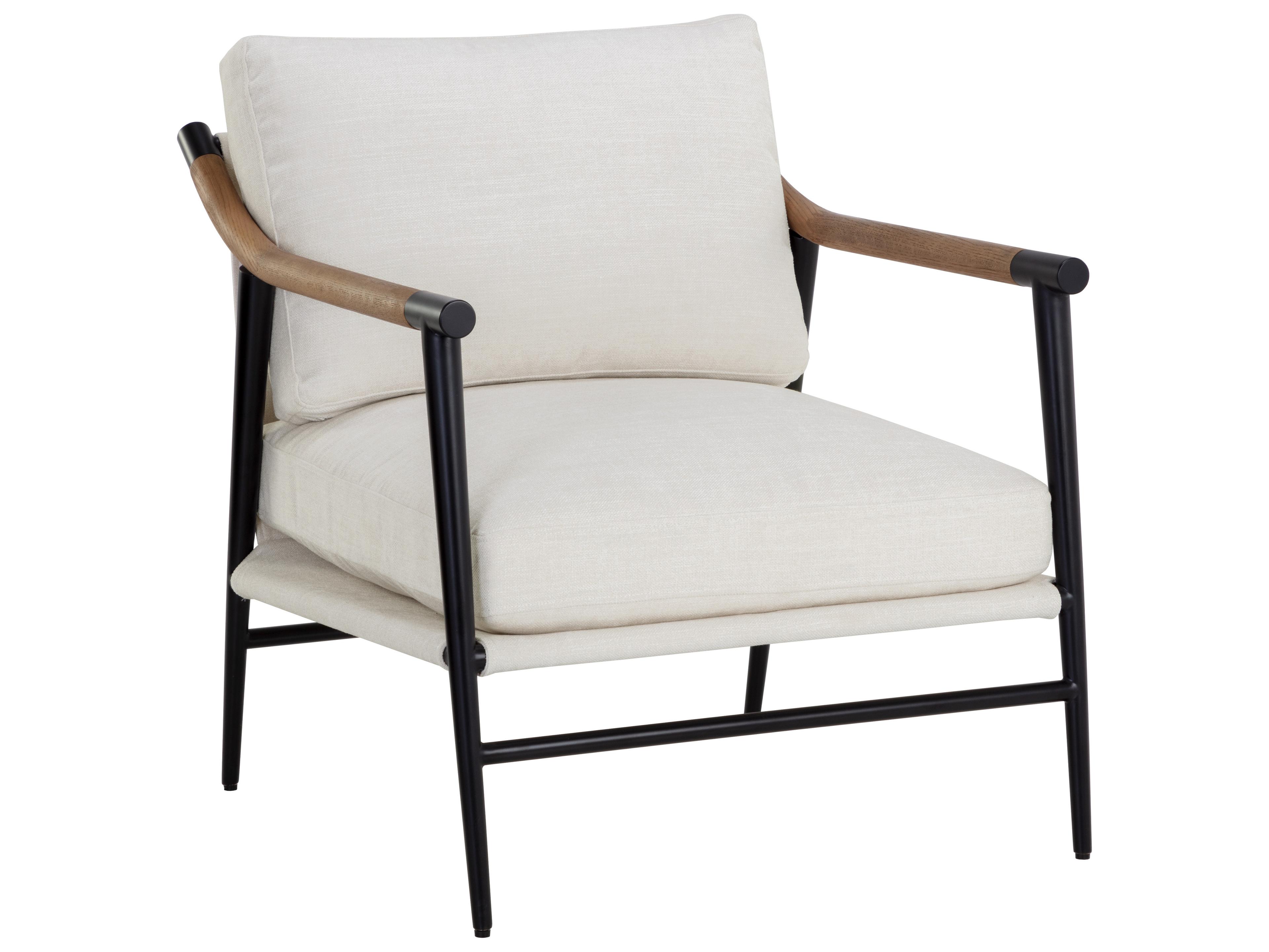 Sunpan Meadow White Fabric Accent Chair