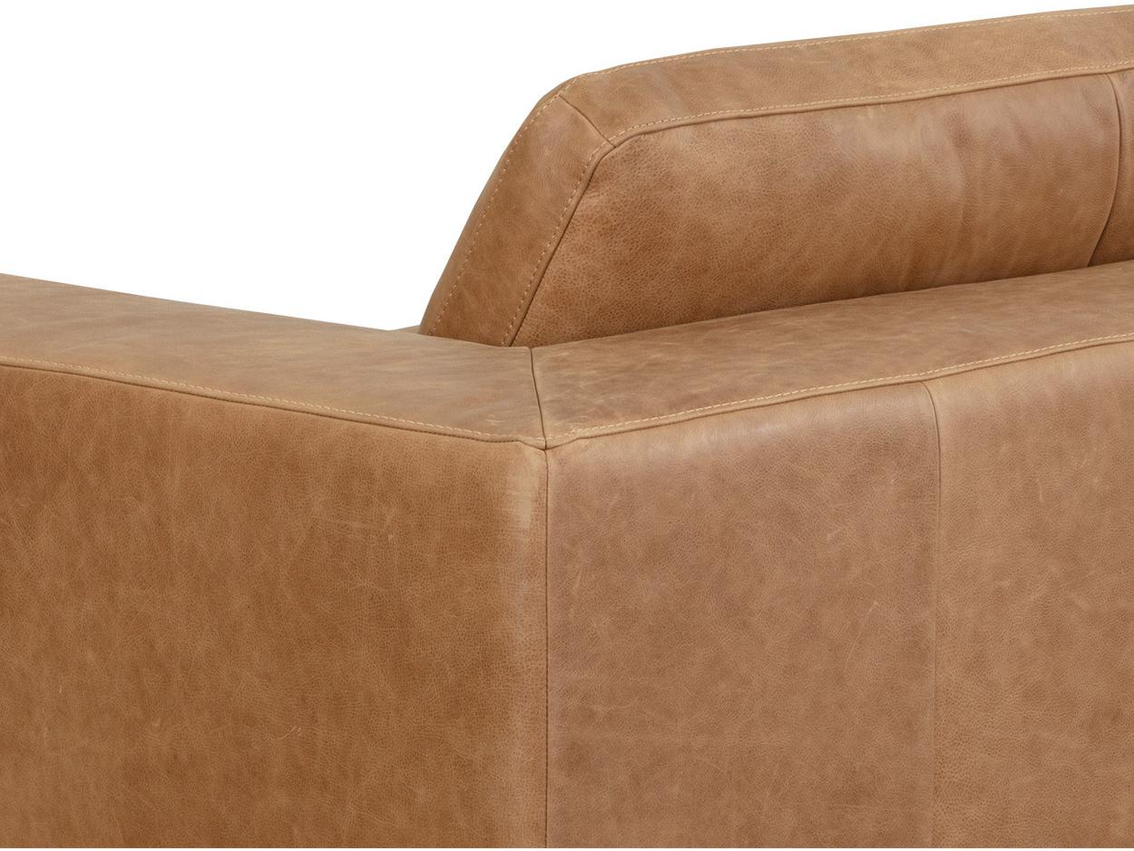 Sunpan Ira Camel Leather Brown Upholstered Sofa