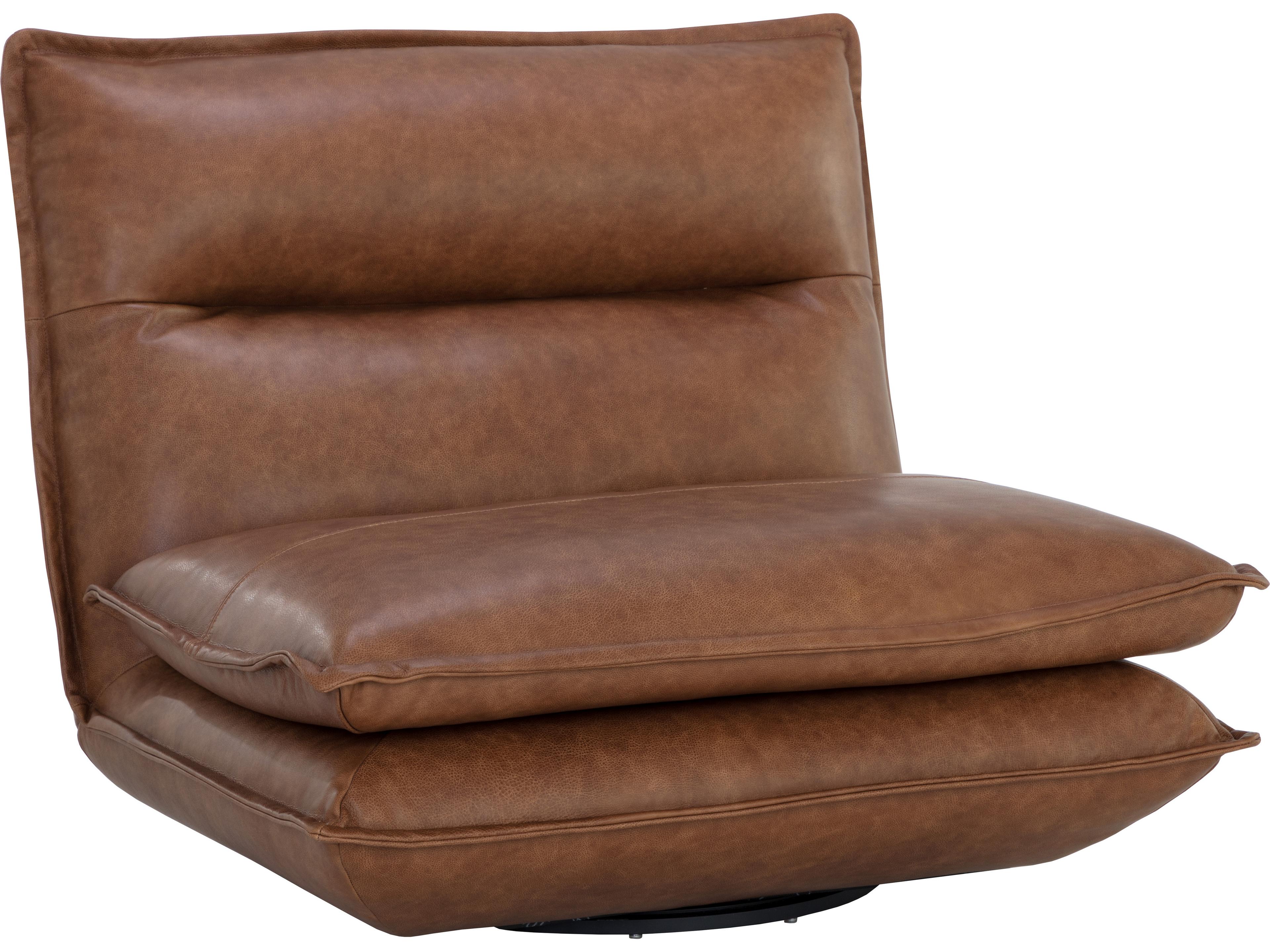 Sunpan Colson Swivel Brown Leather Accent Chair