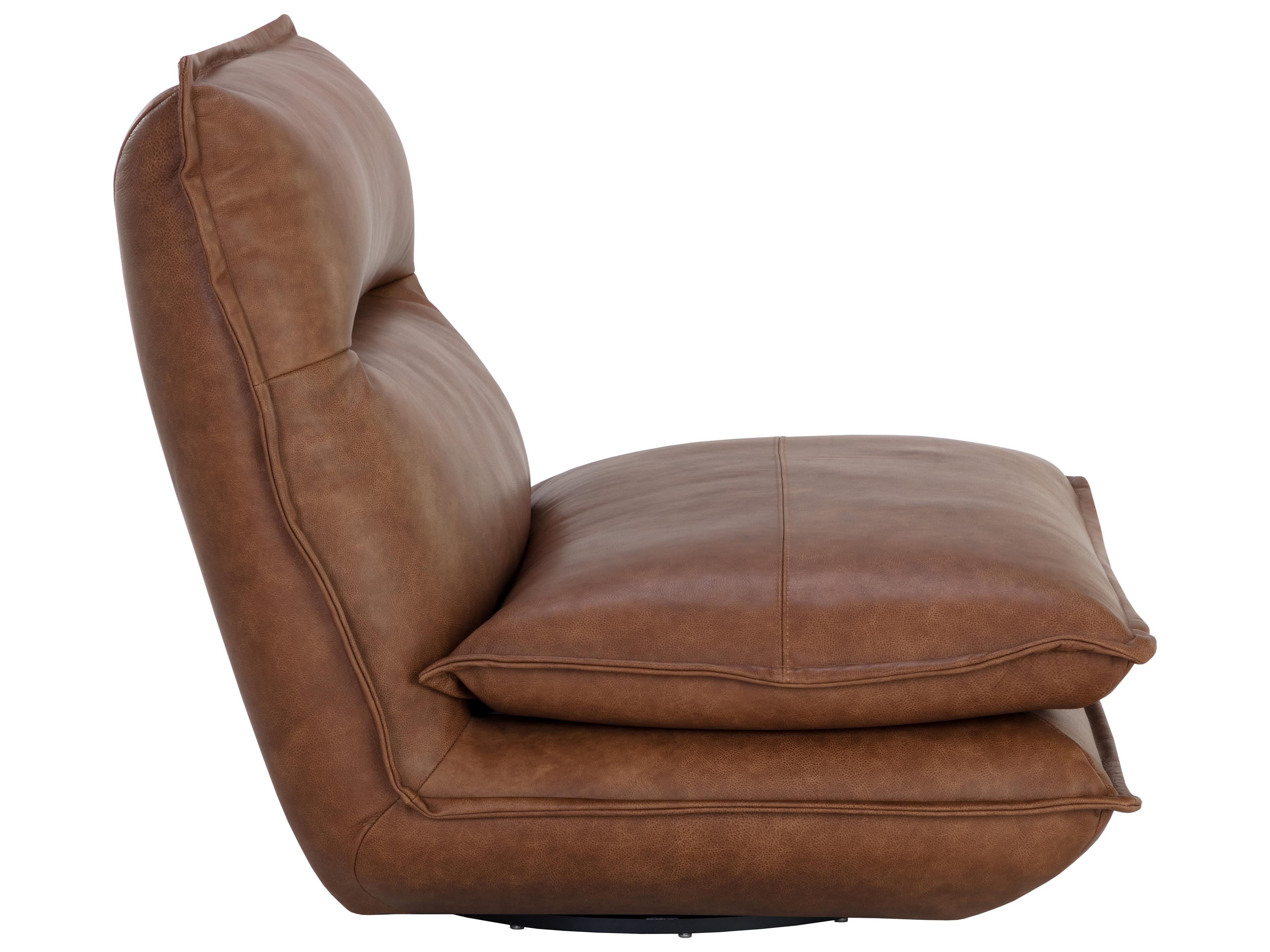 Sunpan Colson Swivel Brown Leather Accent Chair