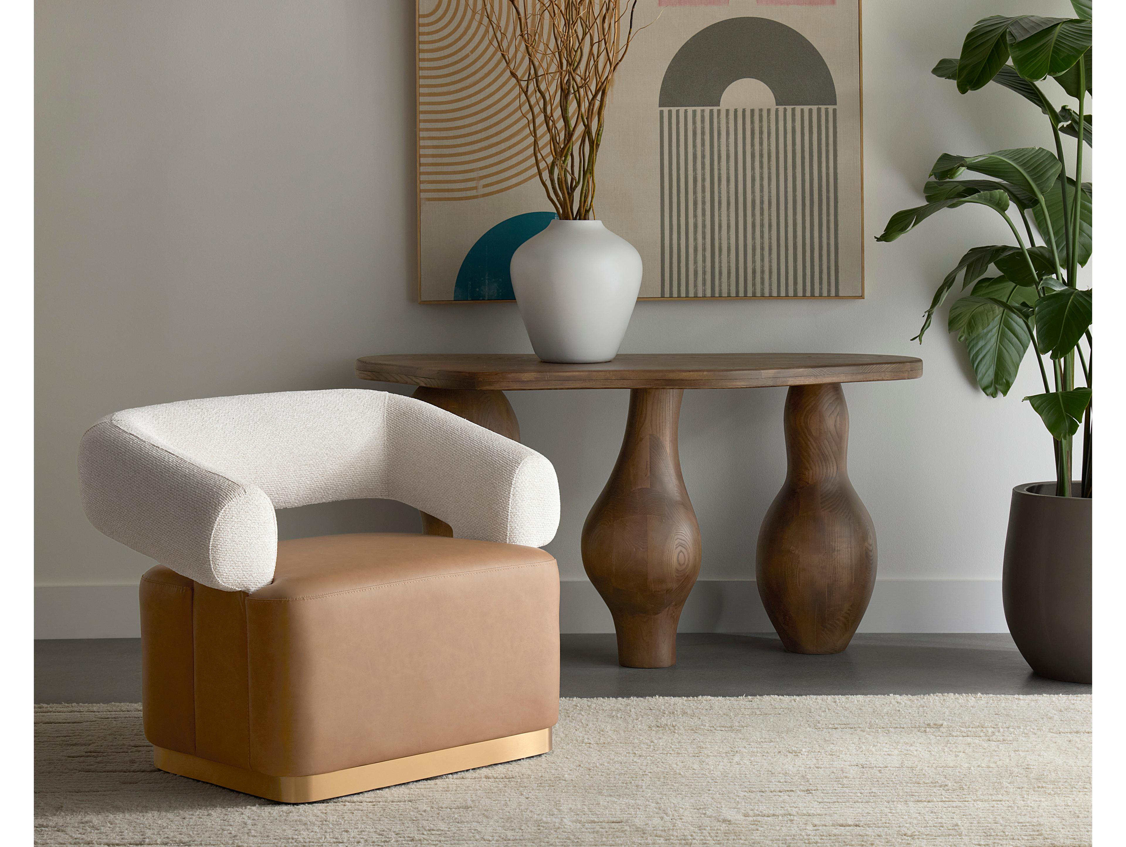 Sunpan Aggie Swivel Brown Accent Chair