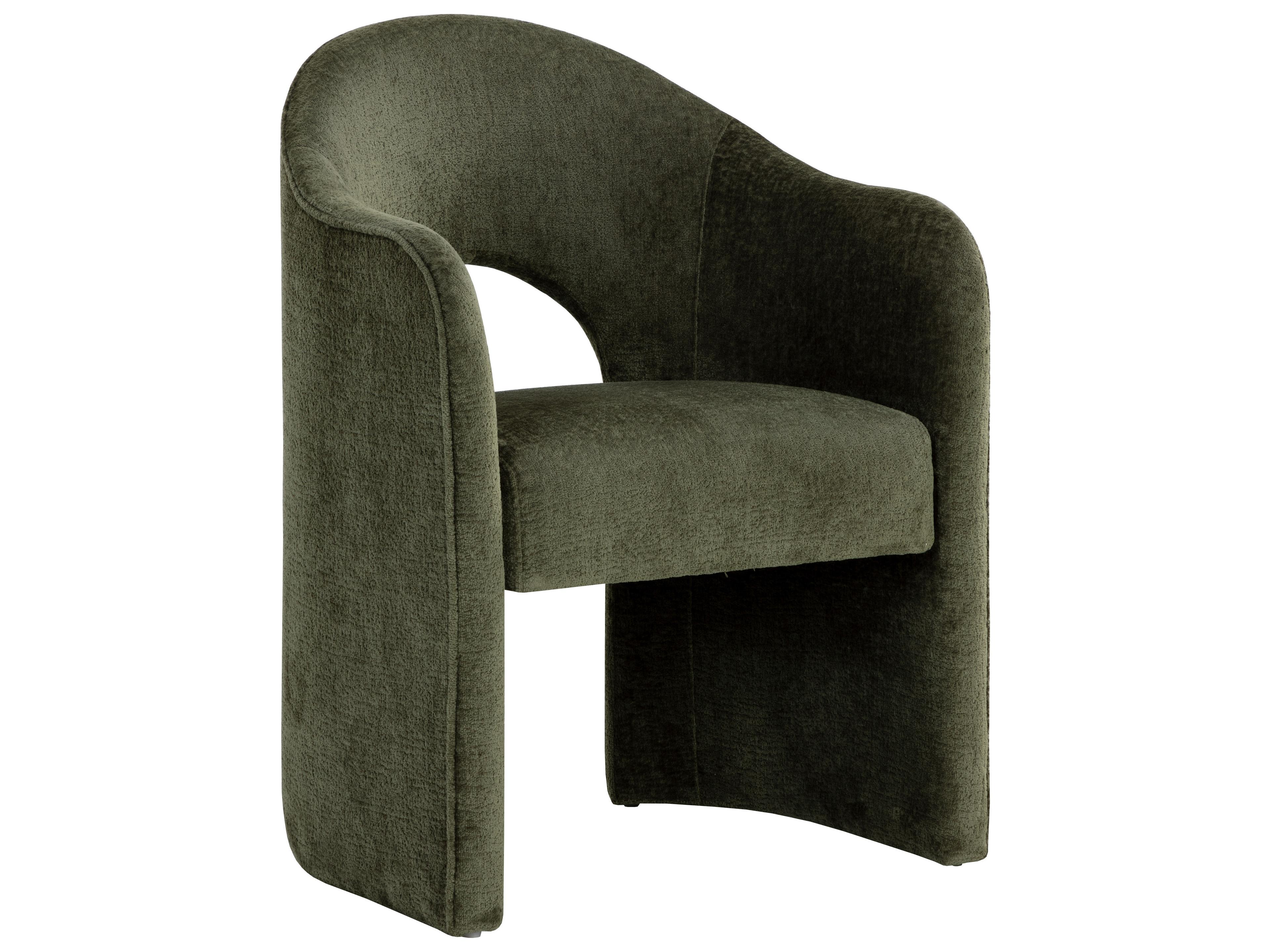 Sunpan Anaya Green Upholstered Arm Dining Chair