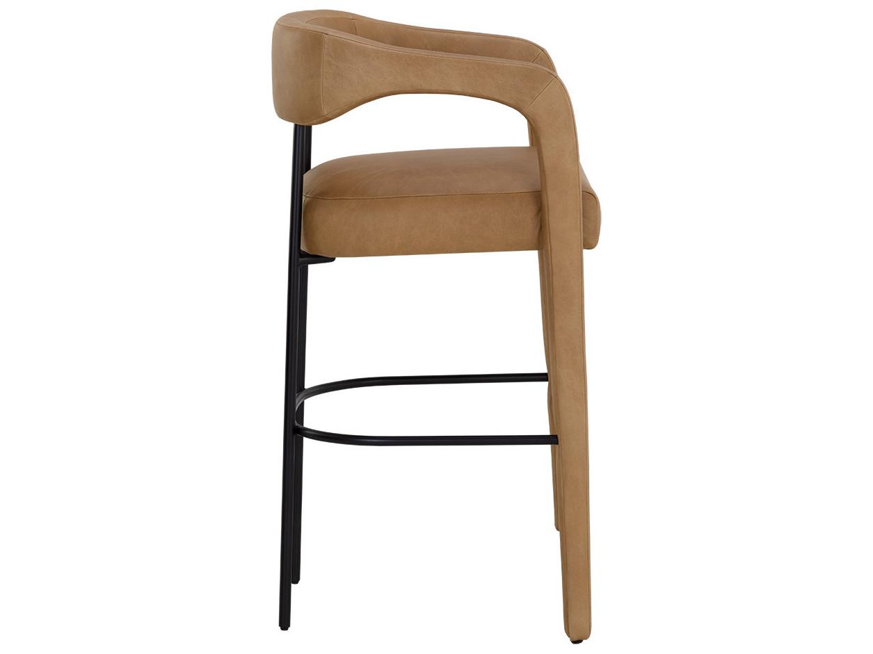 Sunpan Mavia Ludlow Sesame Leather Bar Stool