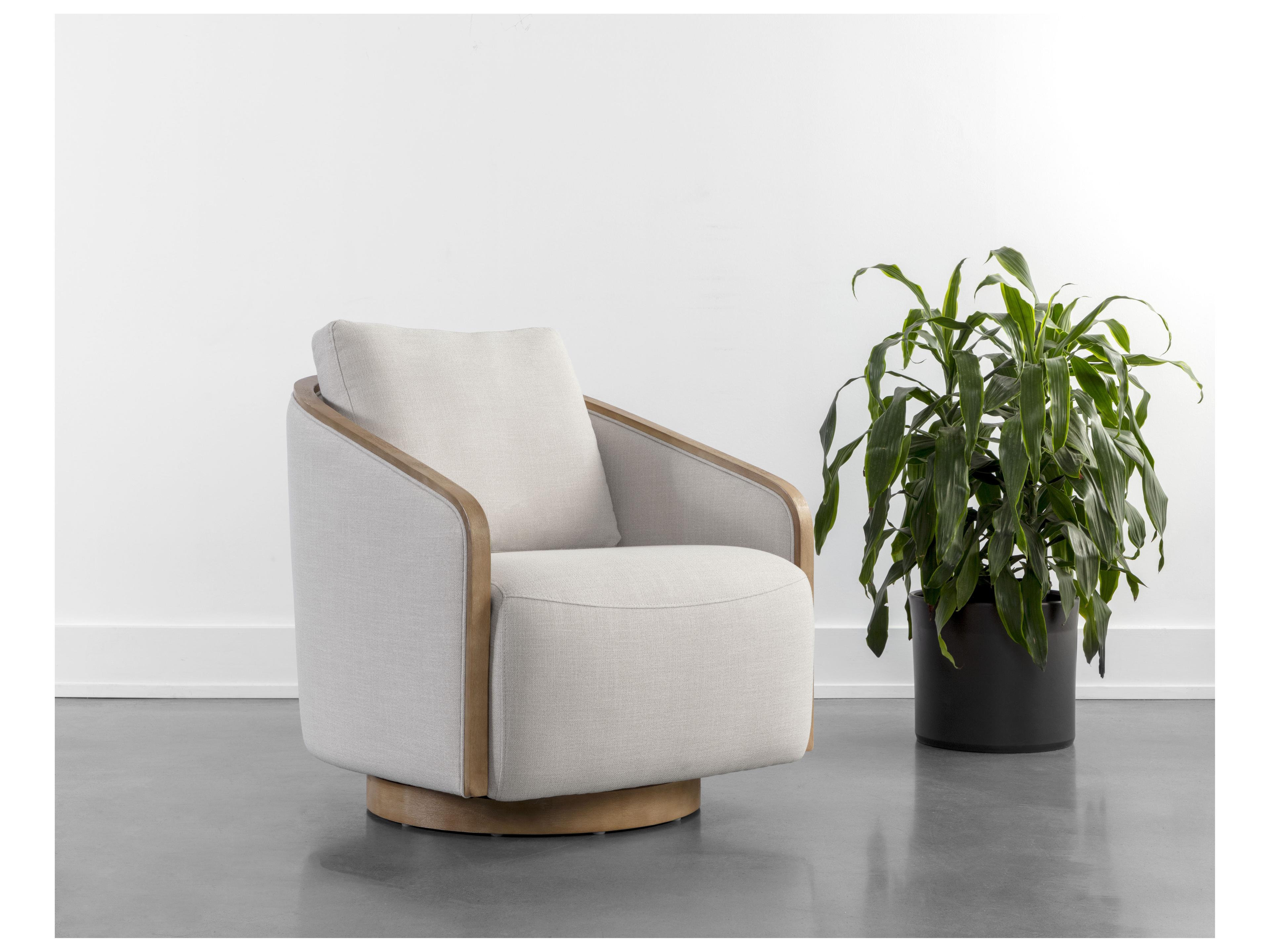Sunpan Tasia Swivel Lounge Chair in Effie Linen